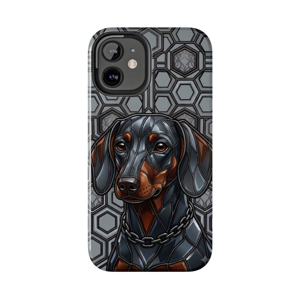 Dachshund Stained Glass Style Tough Case - iPhone 12 Mini - Phone Case