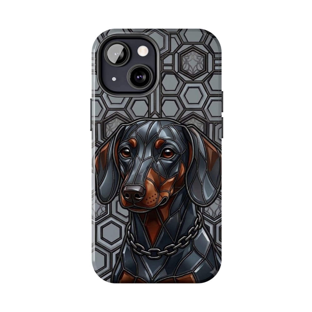 Dachshund Stained Glass Style Tough Case - iPhone 13 Mini - Phone Case