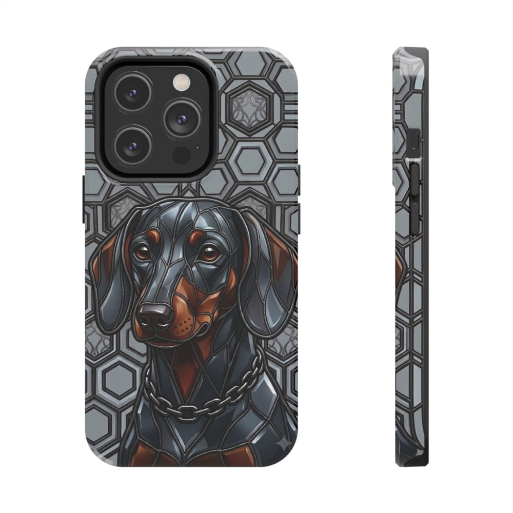 Dachshund Stained Glass Style Tough Case - iPhone 14 Pro - Phone Case