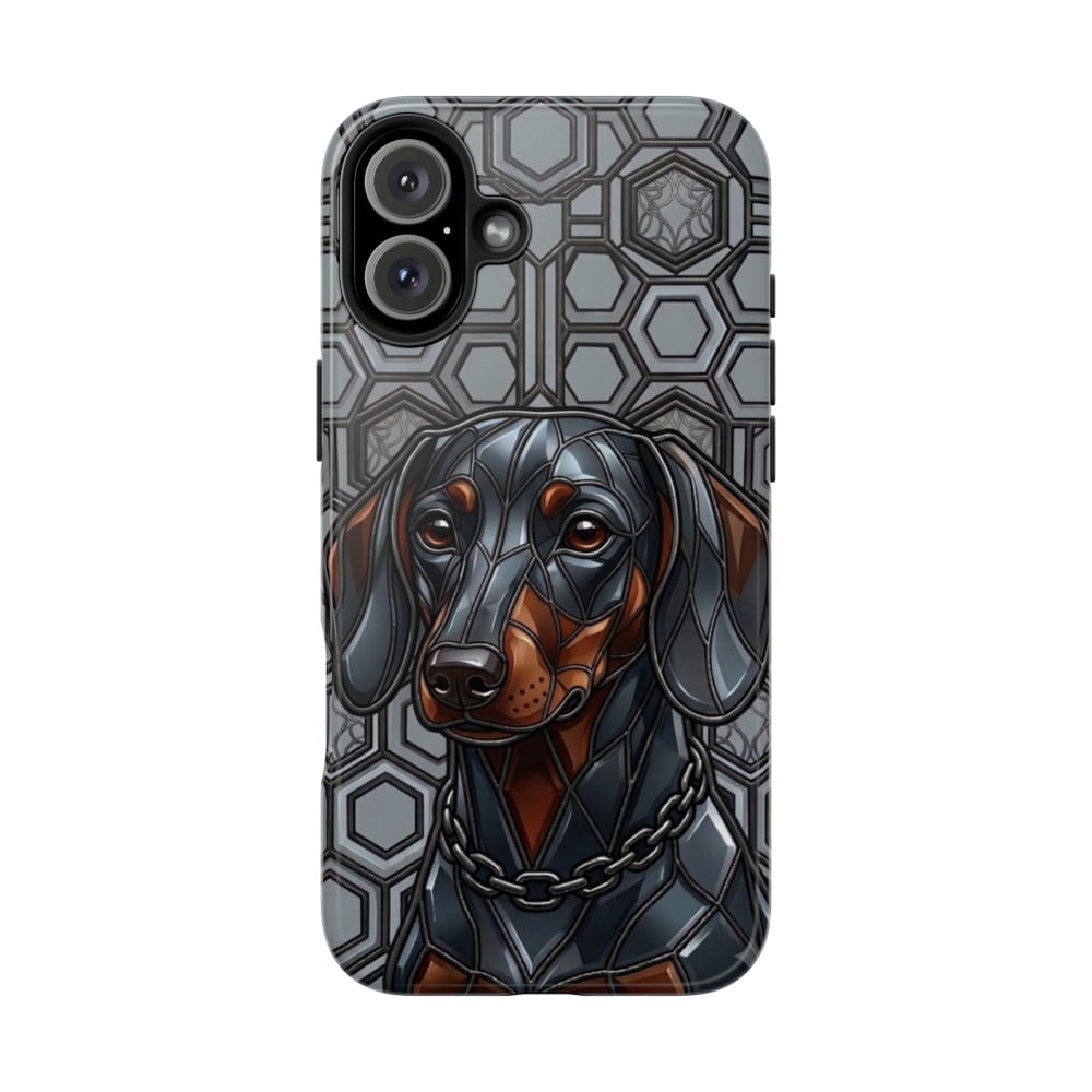 Dachshund Stained Glass Style Tough Case - iPhone 16 Plus - Phone Case