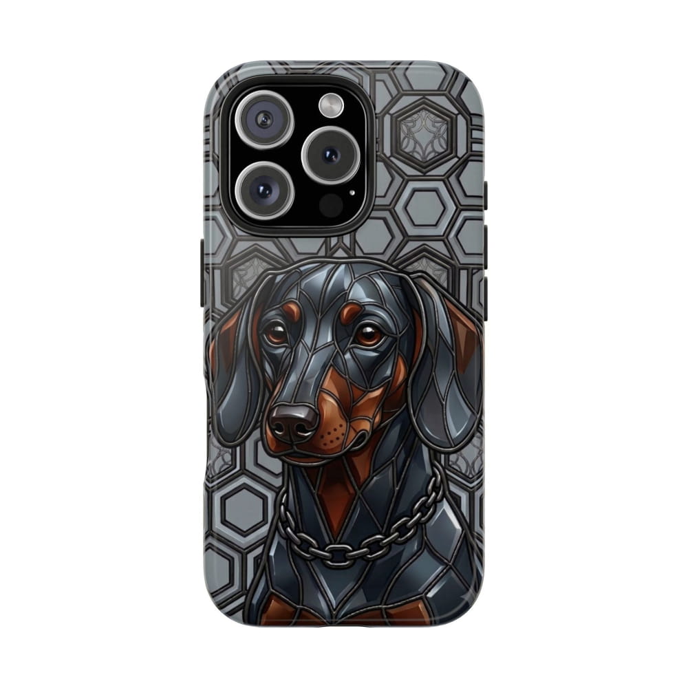 Dachshund Stained Glass Style Tough Case - iPhone 16 Pro - Phone Case