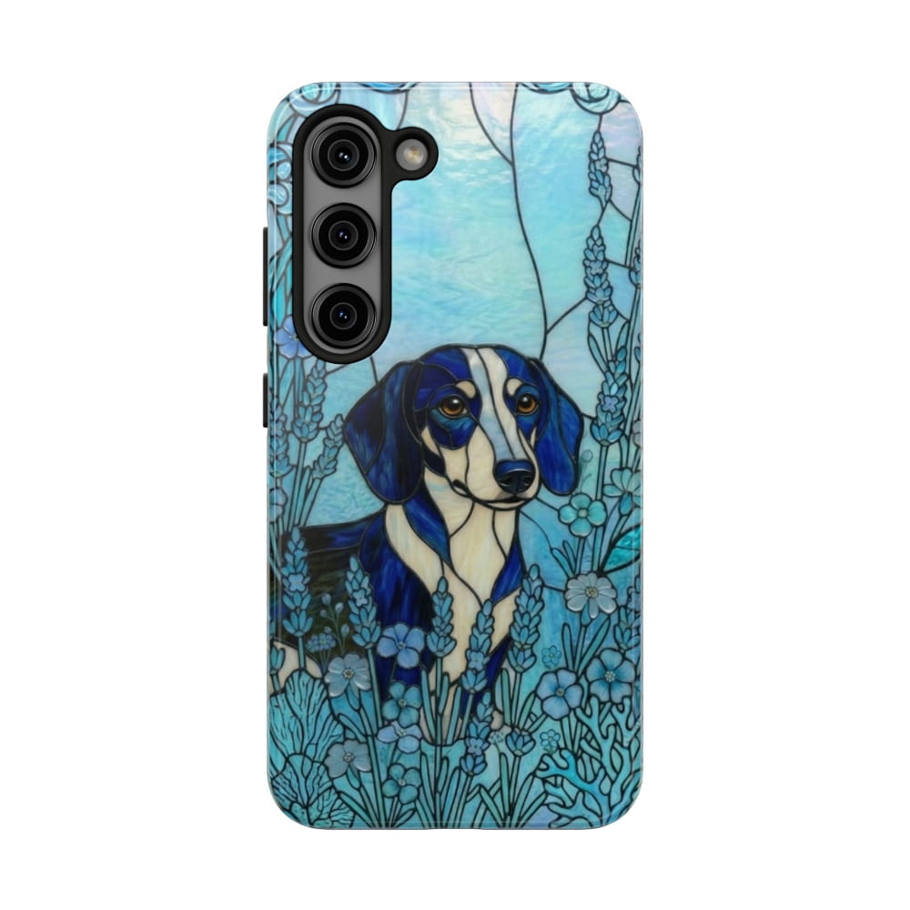 Dachshund Stained Glass Style Tough Case, Ocean Theme - Samsung Galaxy S23 - Phone Case