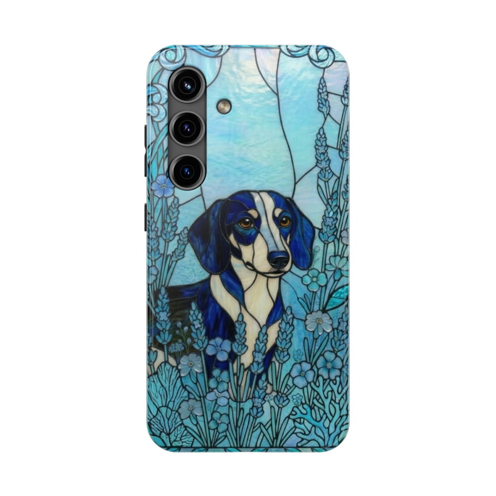 Dachshund Stained Glass Style Tough Case, Ocean Theme - Samsung Galaxy S24 - Phone Case
