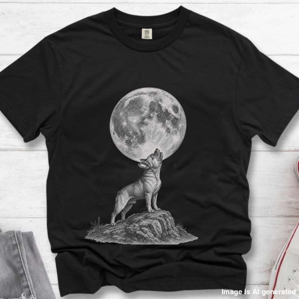 French Bulldog Howling At The Moon Vintage Premium Tee - Black / S - T-SHIRTS