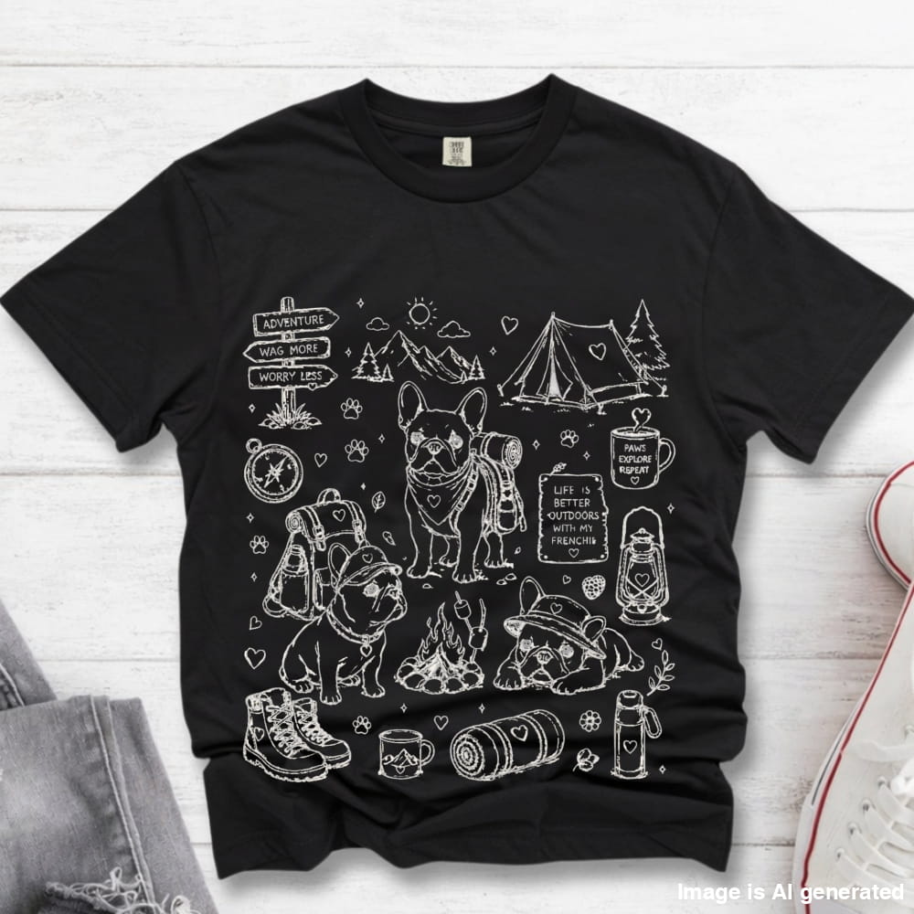 Frenchie Mom Hiking Premium Tee - Black / S - T-SHIRTS