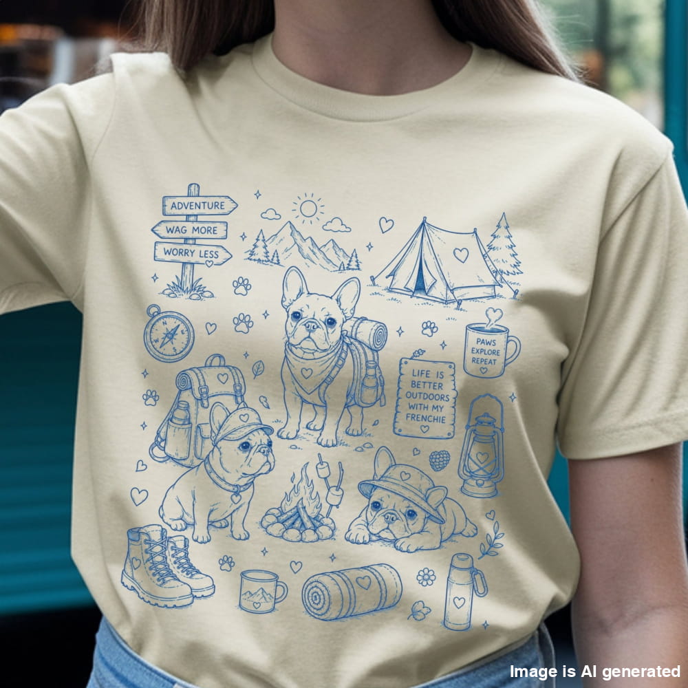 Frenchie Mom Hiking Premium Tee - T-SHIRTS