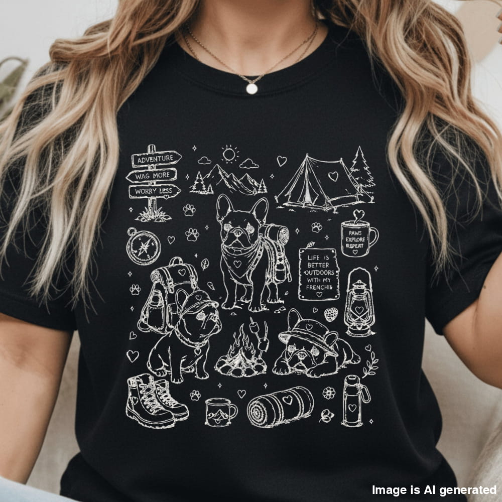 Frenchie Mom Hiking Premium Tee - T-SHIRTS