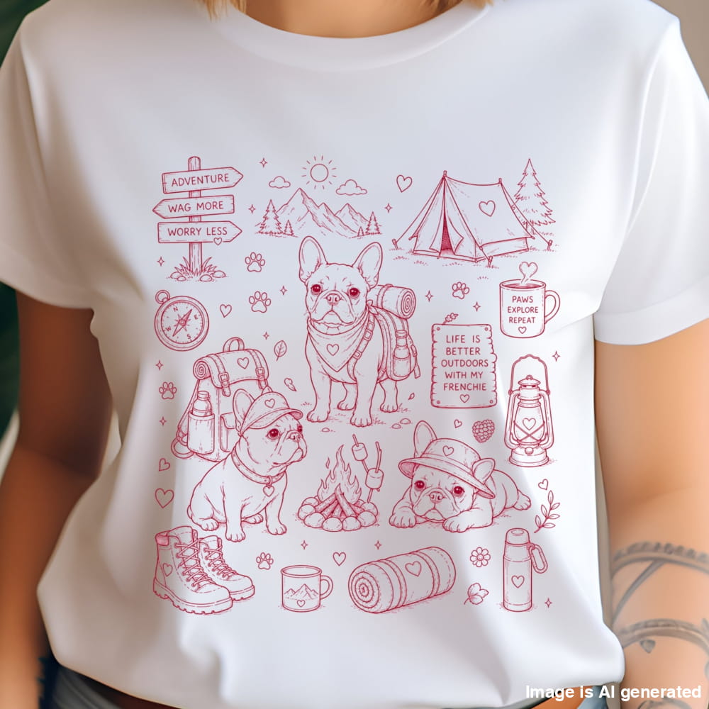 Frenchie Mom Hiking Premium Tee - T-SHIRTS