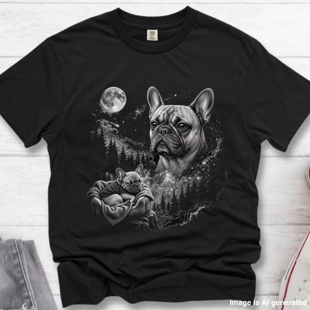 Frenchie Night Sky Premium Tee - Black / S - T-SHIRTS