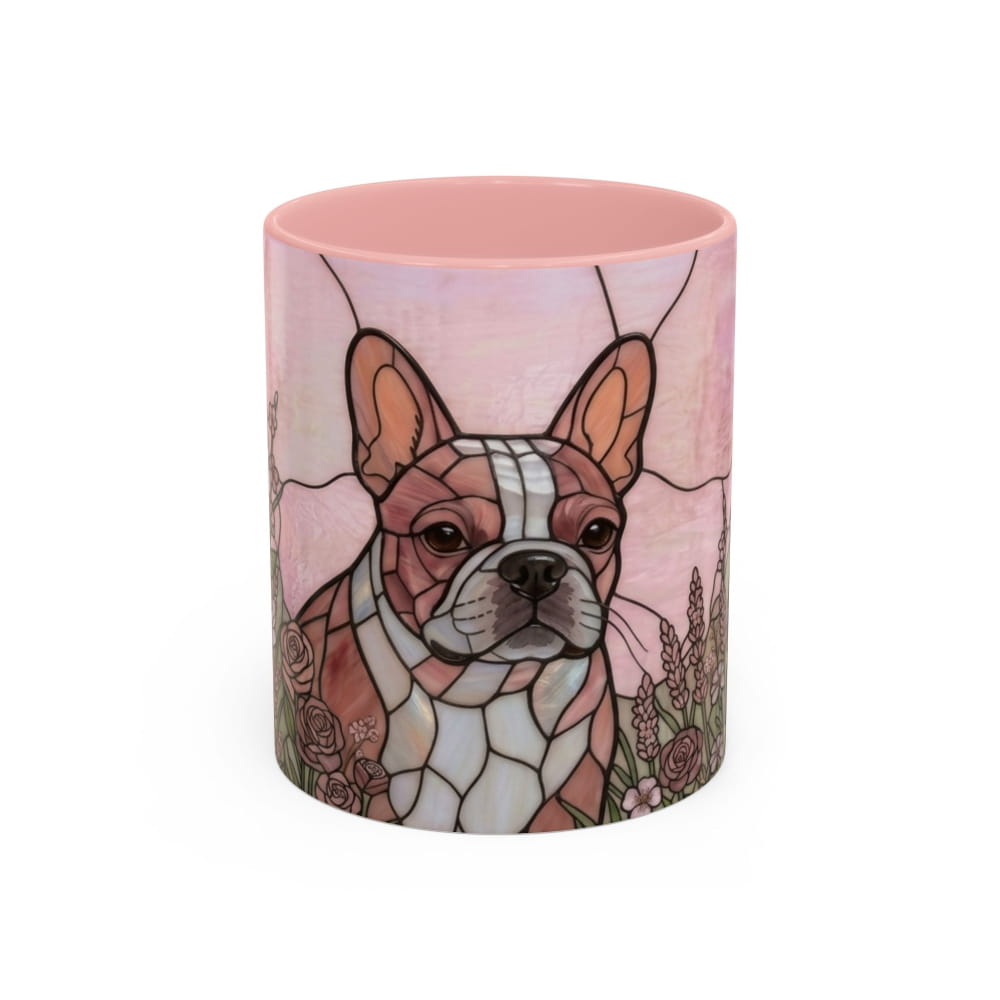 Cylindrical container with a pink top and a dog illustration on a white background