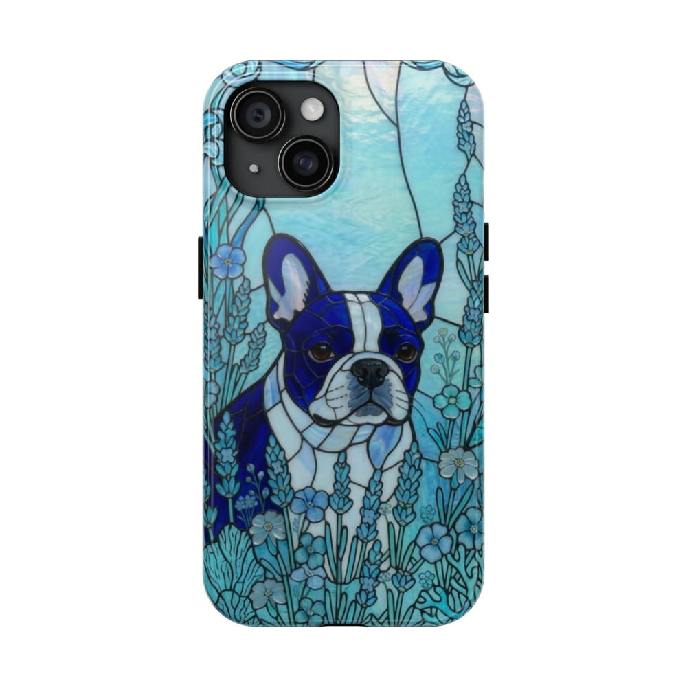 Frenchie Stained Glass Style Tough Case, Ocean Theme - iPhone 15 - Phone Case