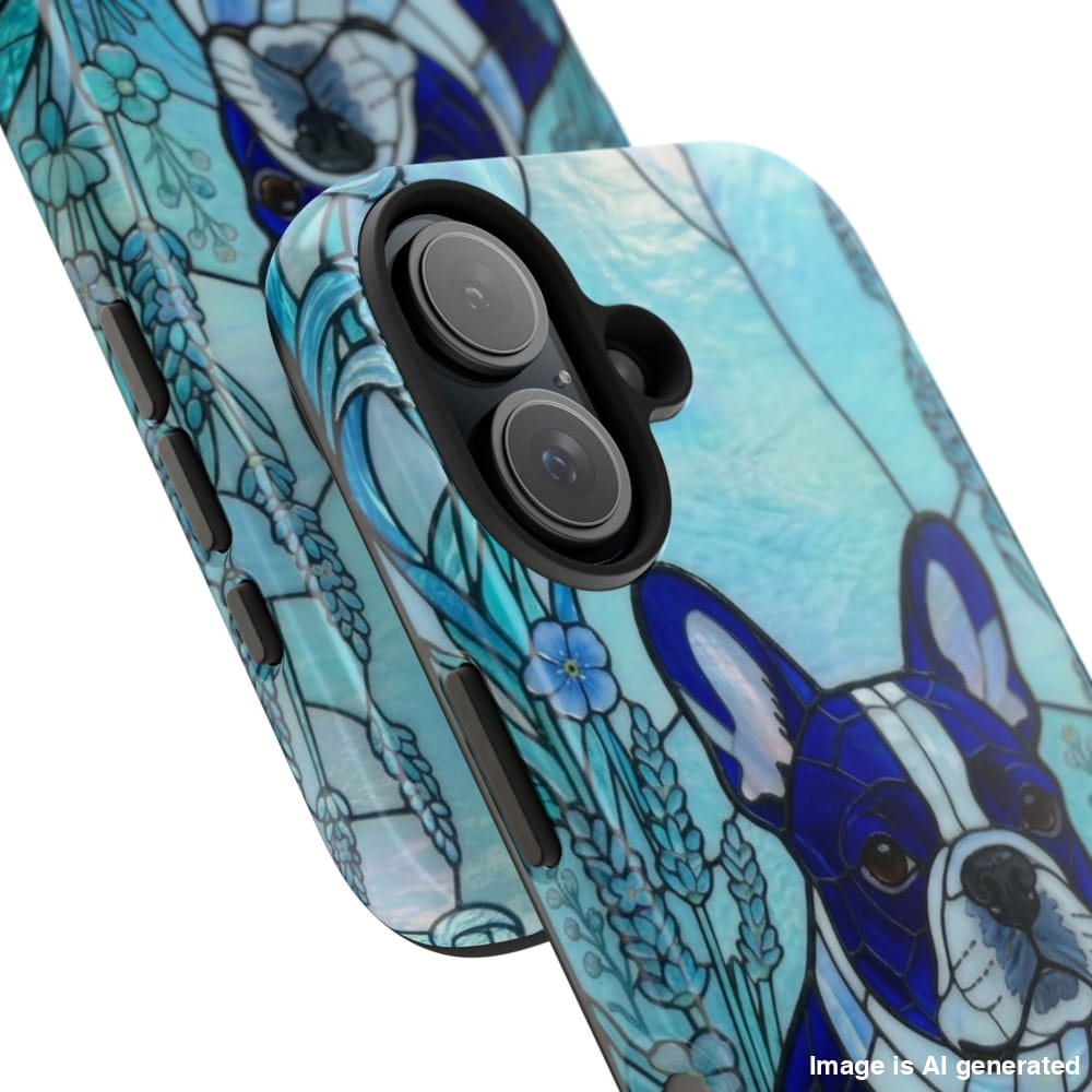 Frenchie Stained Glass Style Tough Case, Ocean Theme - iPhone 16 - Phone Case