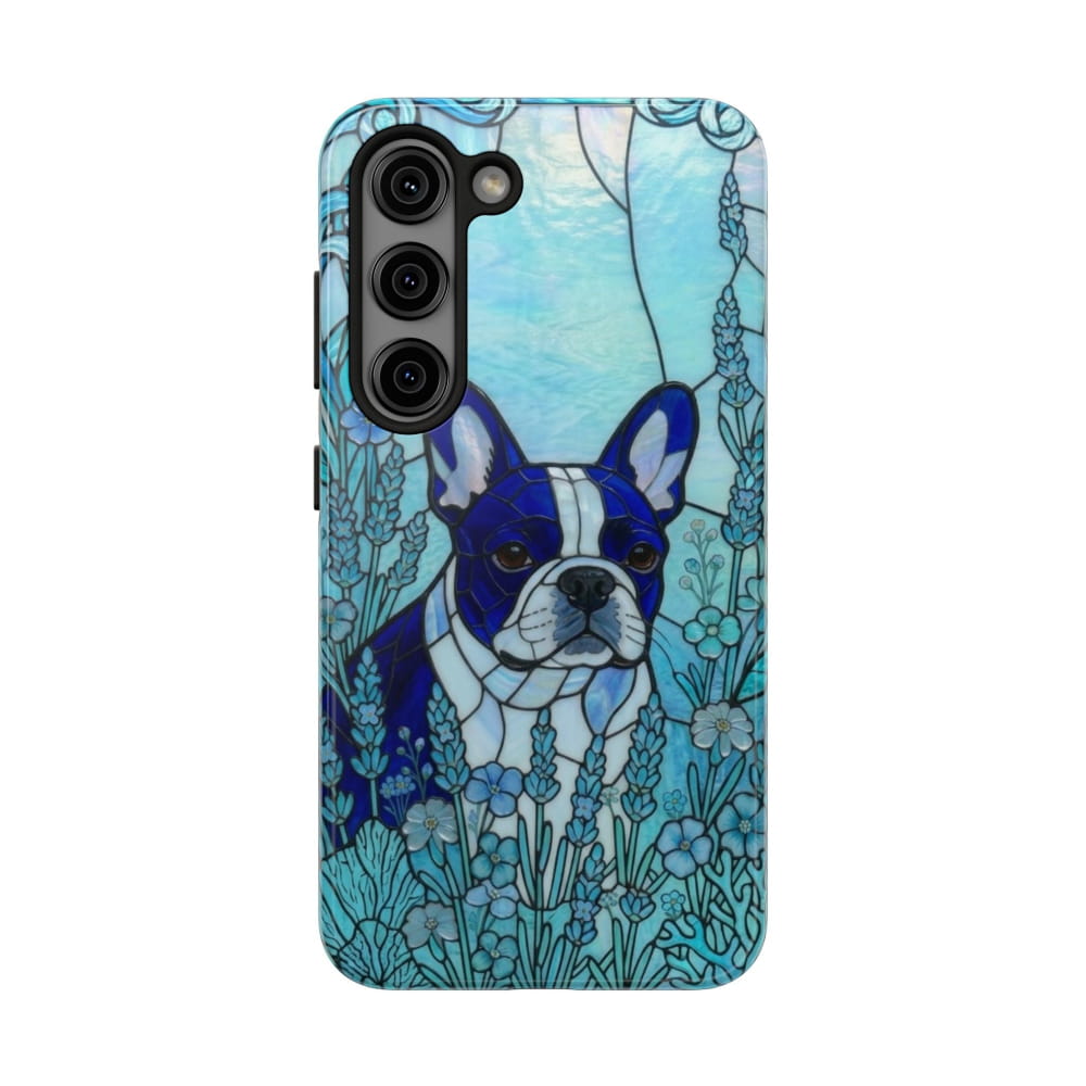 Frenchie Stained Glass Style Tough Case, Ocean Theme - Samsung Galaxy S23 - Phone Case