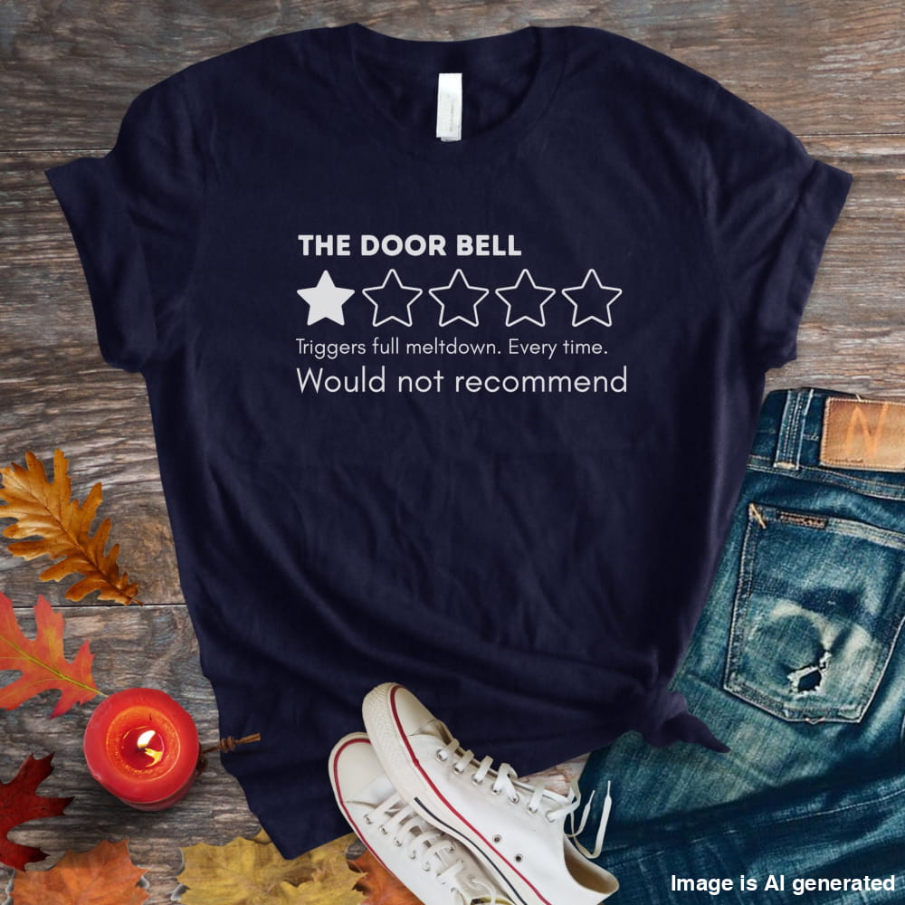 Funny Doorbell Review Unisex Premium Tee 1 Star Pet Humor Tee - Navy / S - T-SHIRTS