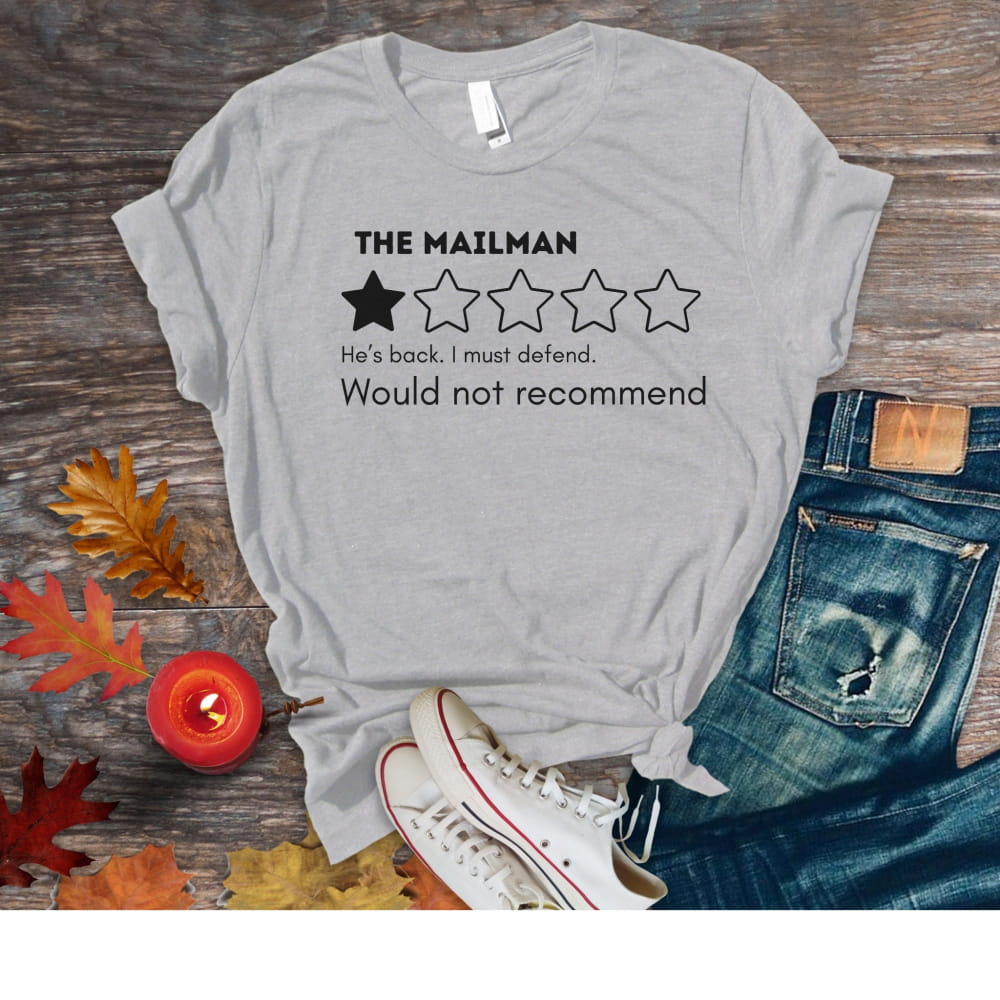 Funny Mailman Review Unisex Premium Tee 1 Star Pet Humor Tshirt - Athletic Heather / S - T-SHIRTS