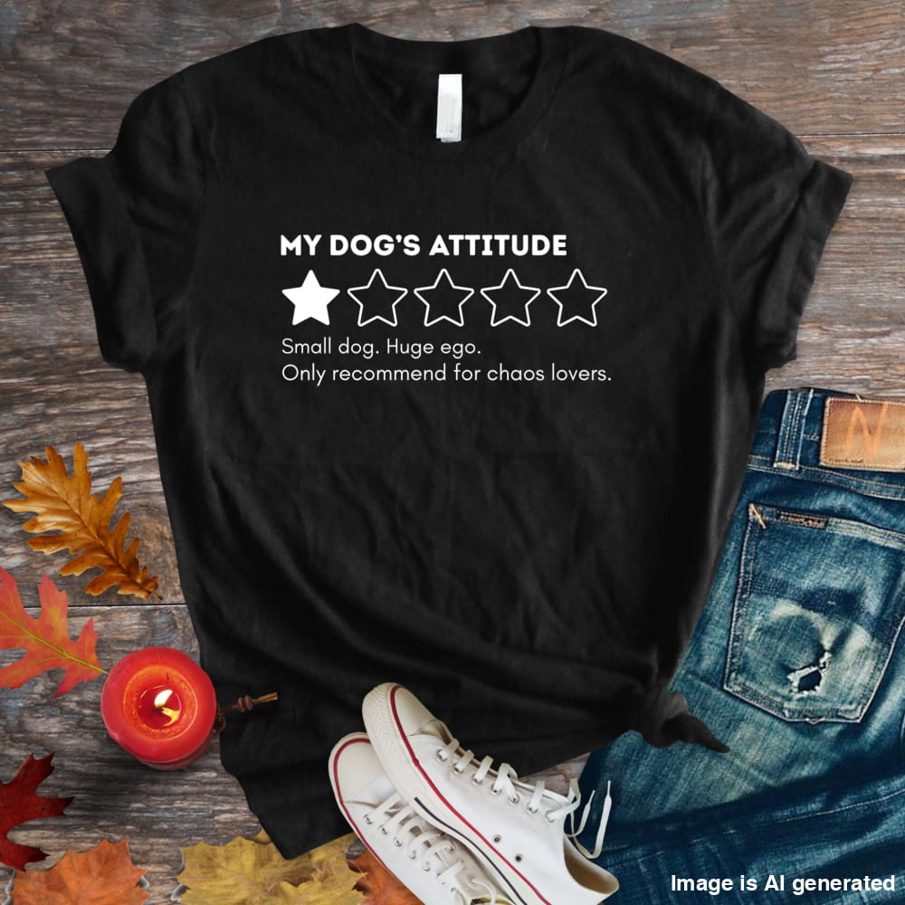 Funny My Dog’s Attitude Unisex Premium Tee 1 Star Review T-Shirt - Black / S - T-SHIRTS