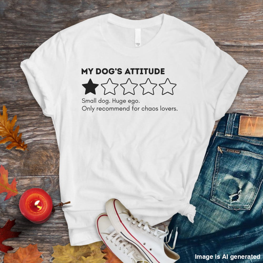 Funny My Dog’s Attitude Unisex Premium Tee 1 Star Review T-Shirt - White / S - T-SHIRTS