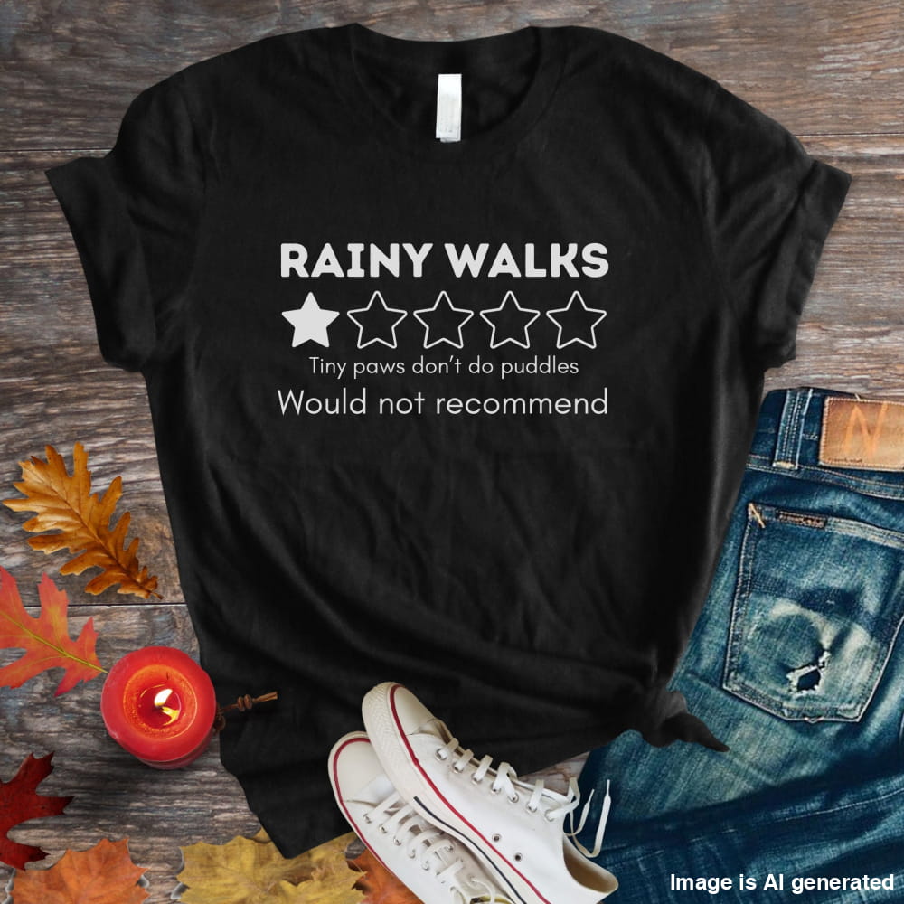 Funny Rainy Walks Review Unisex Premium Tee 1 Star Tiny Paws Tshirt - Black / S - T-SHIRTS