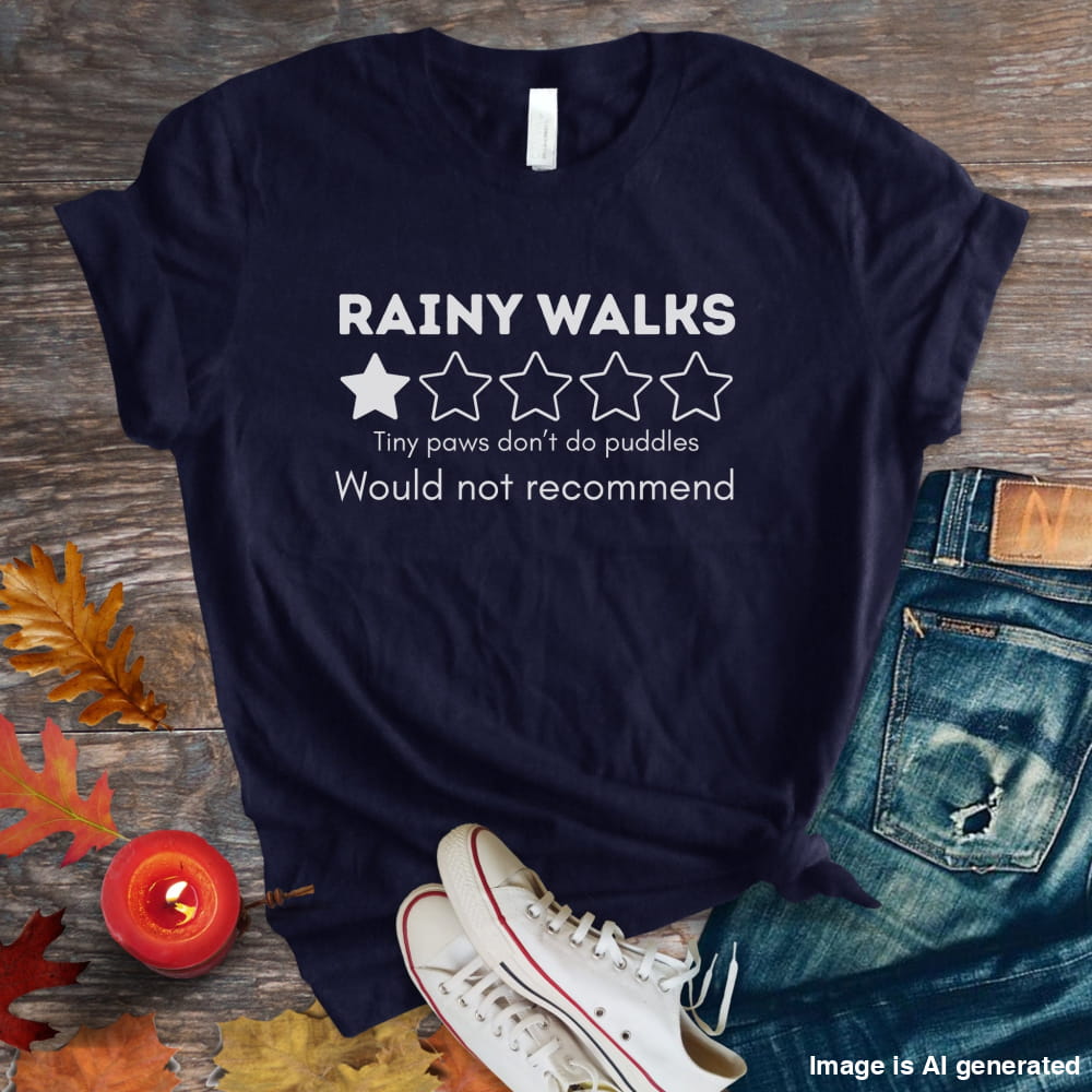 Funny Rainy Walks Review Unisex Premium Tee 1 Star Tiny Paws Tshirt - Navy / S - T-SHIRTS