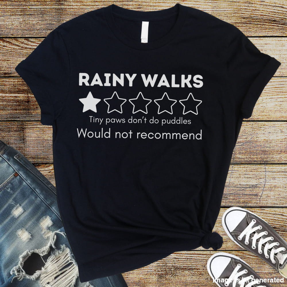 Funny Rainy Walks Review Unisex Premium Tee 1 Star Tiny Paws Tshirt - T-SHIRTS
