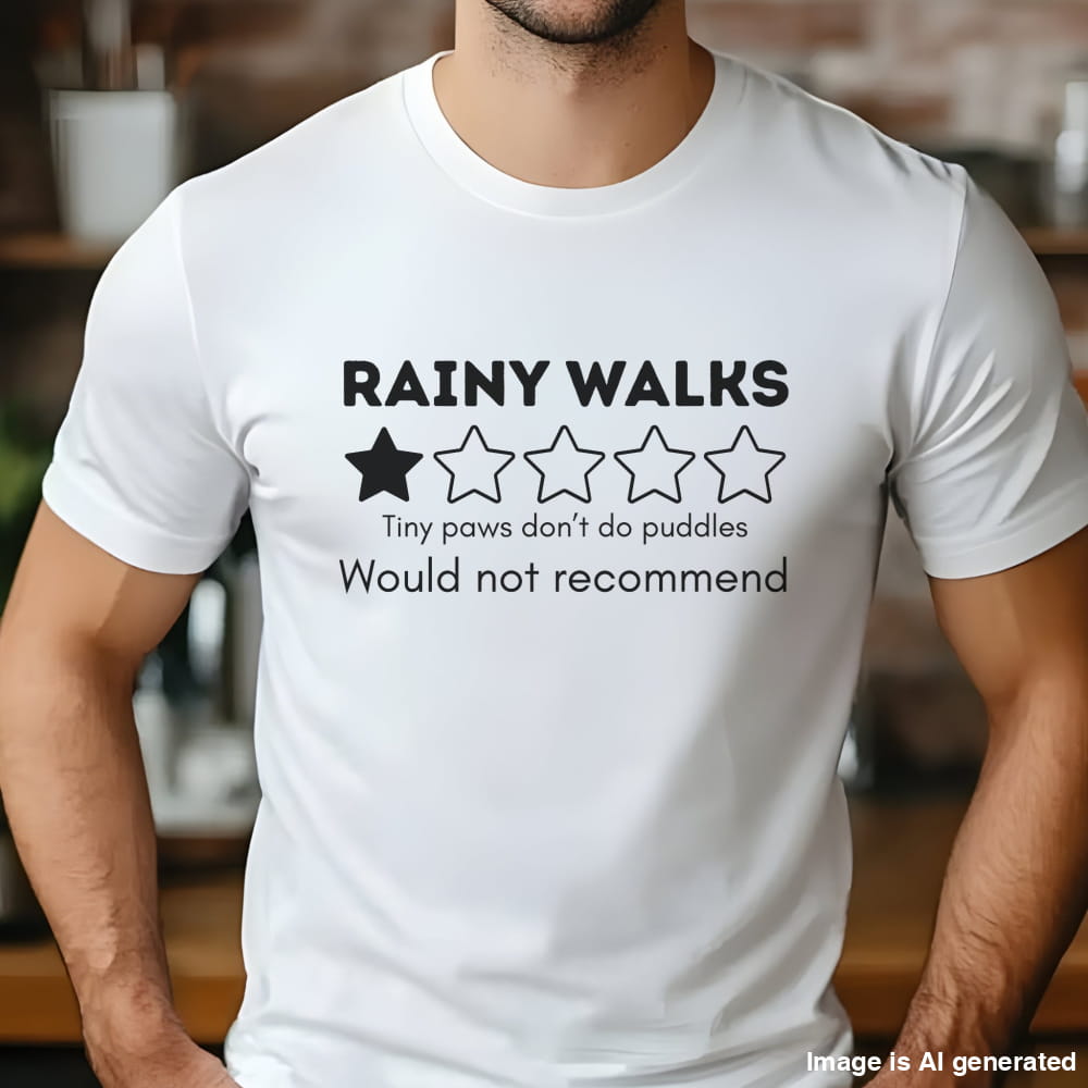 Funny Rainy Walks Review Unisex Premium Tee 1 Star Tiny Paws Tshirt - T-SHIRTS