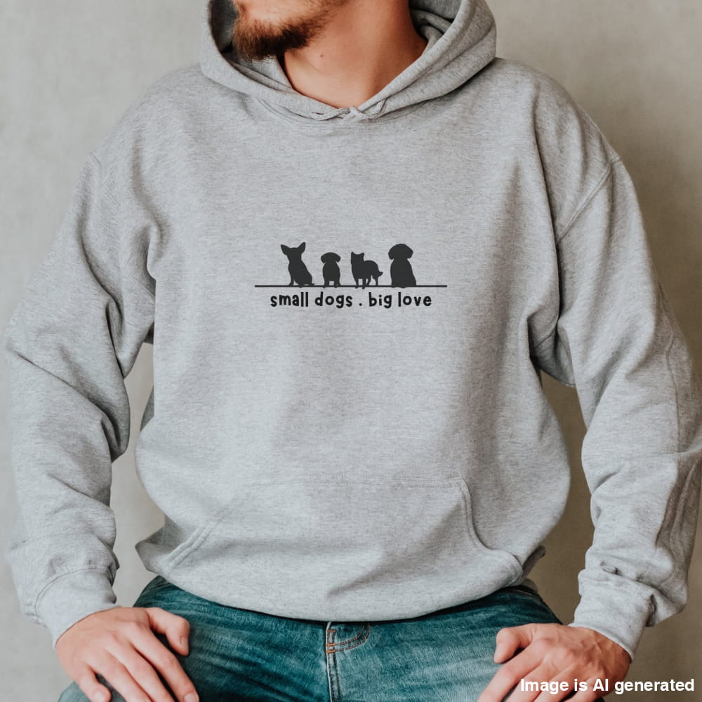 Funny Unisex Hoodie Dog Lover Gift Small Dogs Big Love - Sport Grey / S - HOODIES