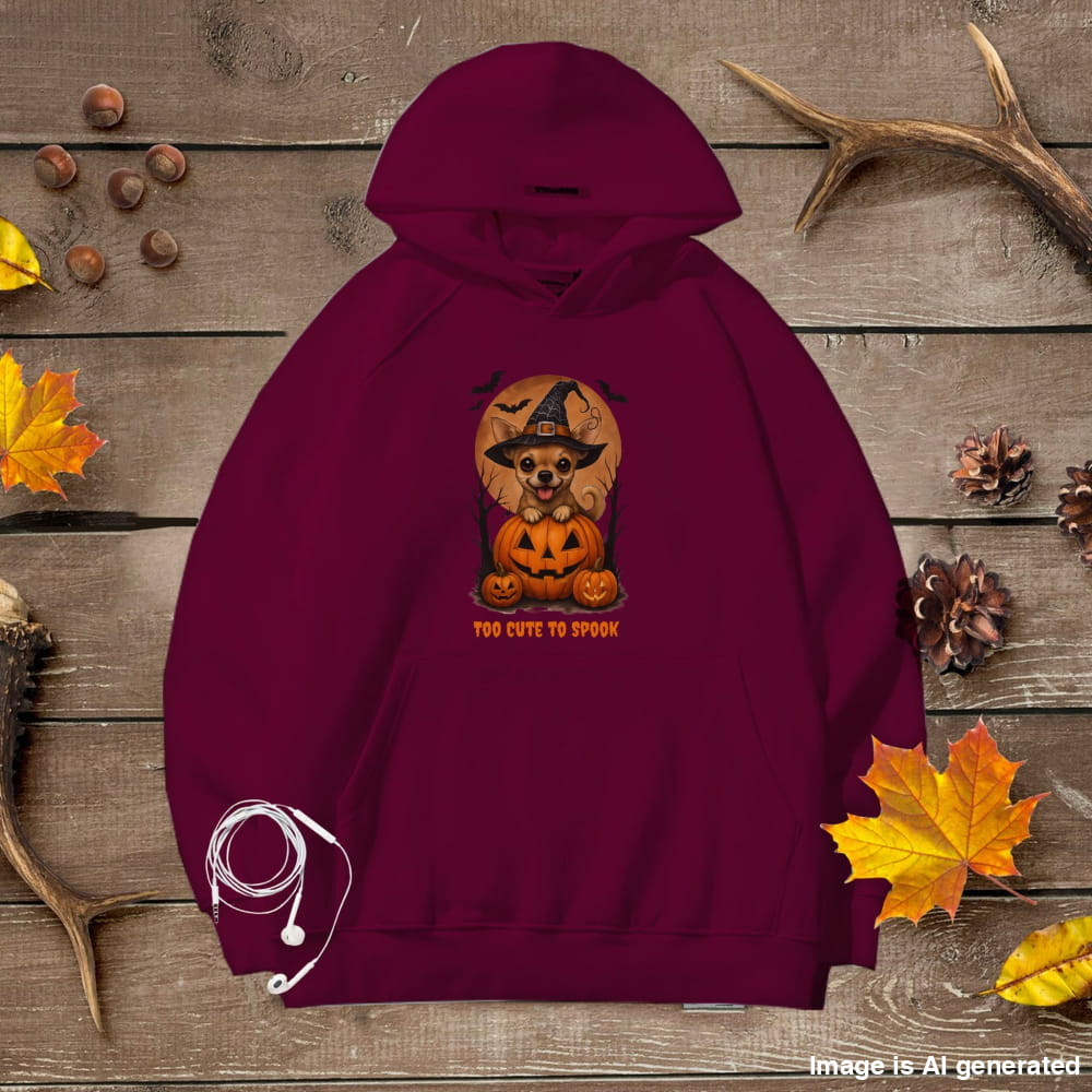 Cute Halloween Unisex Premium Hoodie Chihuahua Witch - Maroon / S - HOODIES