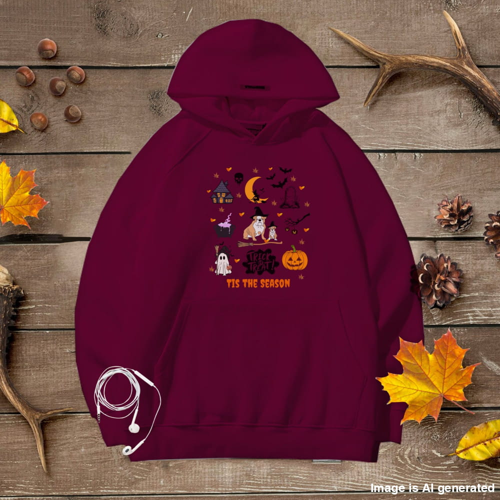 Halloween Dog Hoodie – Trick or Treat ‘Tis the Season - Maroon / S - HOODIES