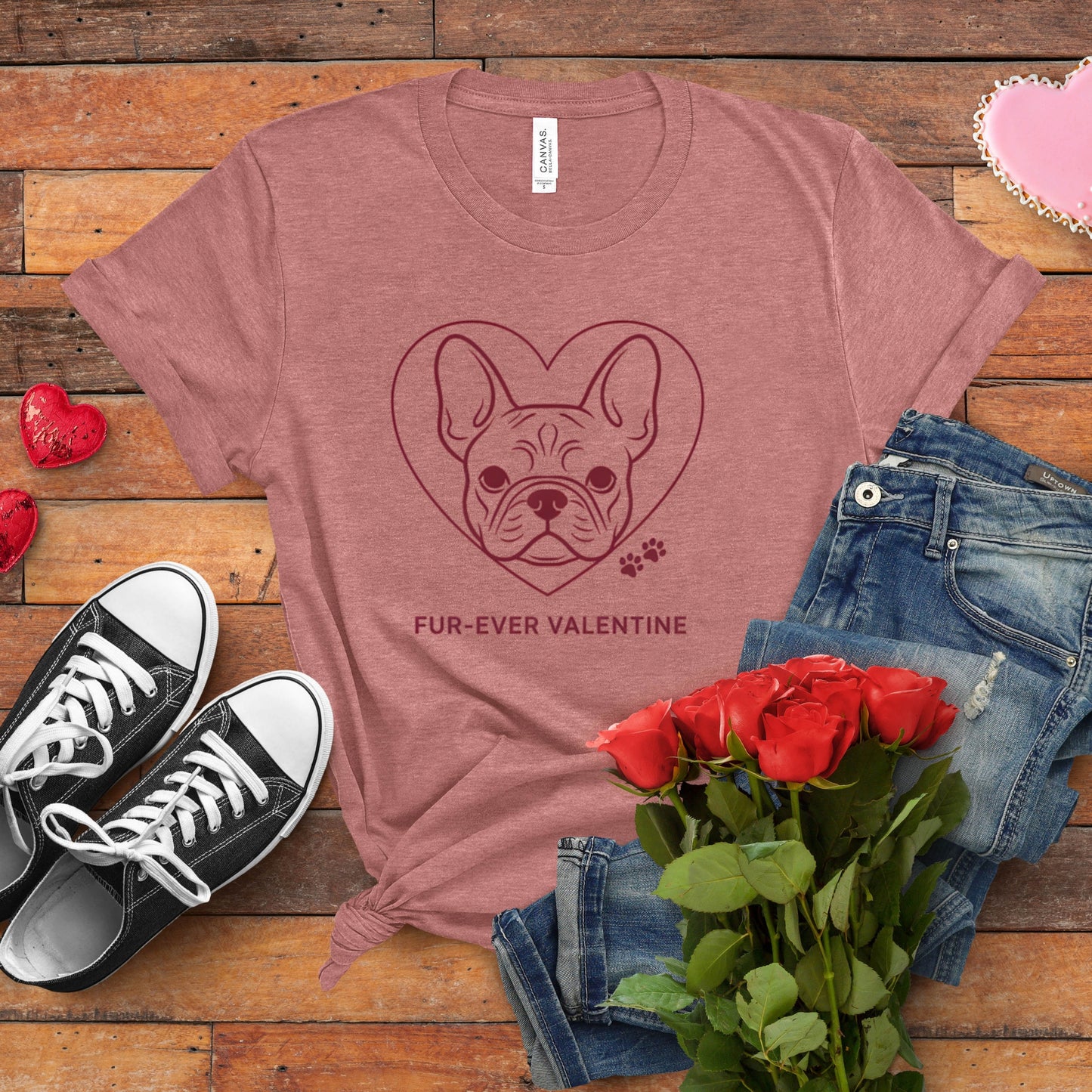 Fur‑Ever Valentine Frenchie Premium Tee