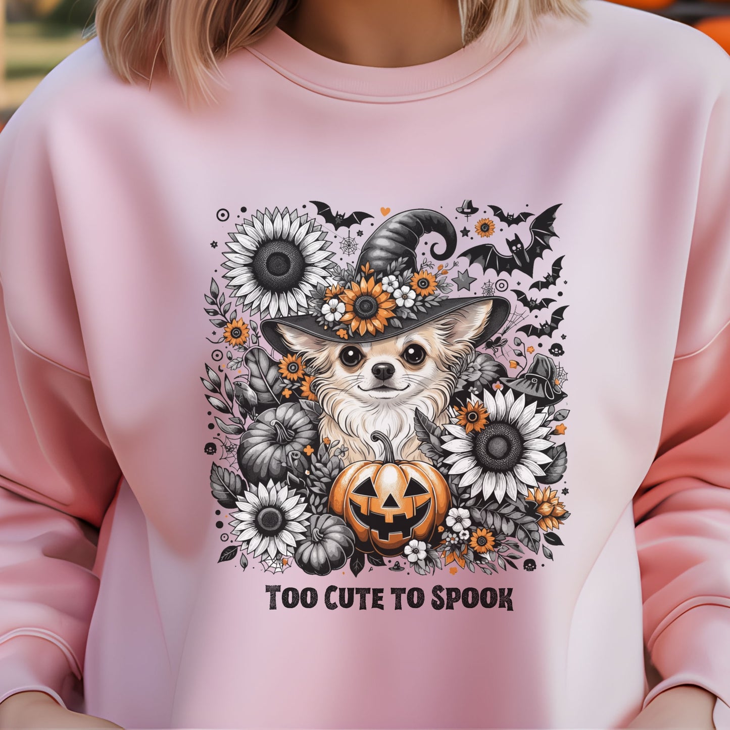 Too Cute to Spook – Halloween Chihuahua Unisex Premium Sweatshirt