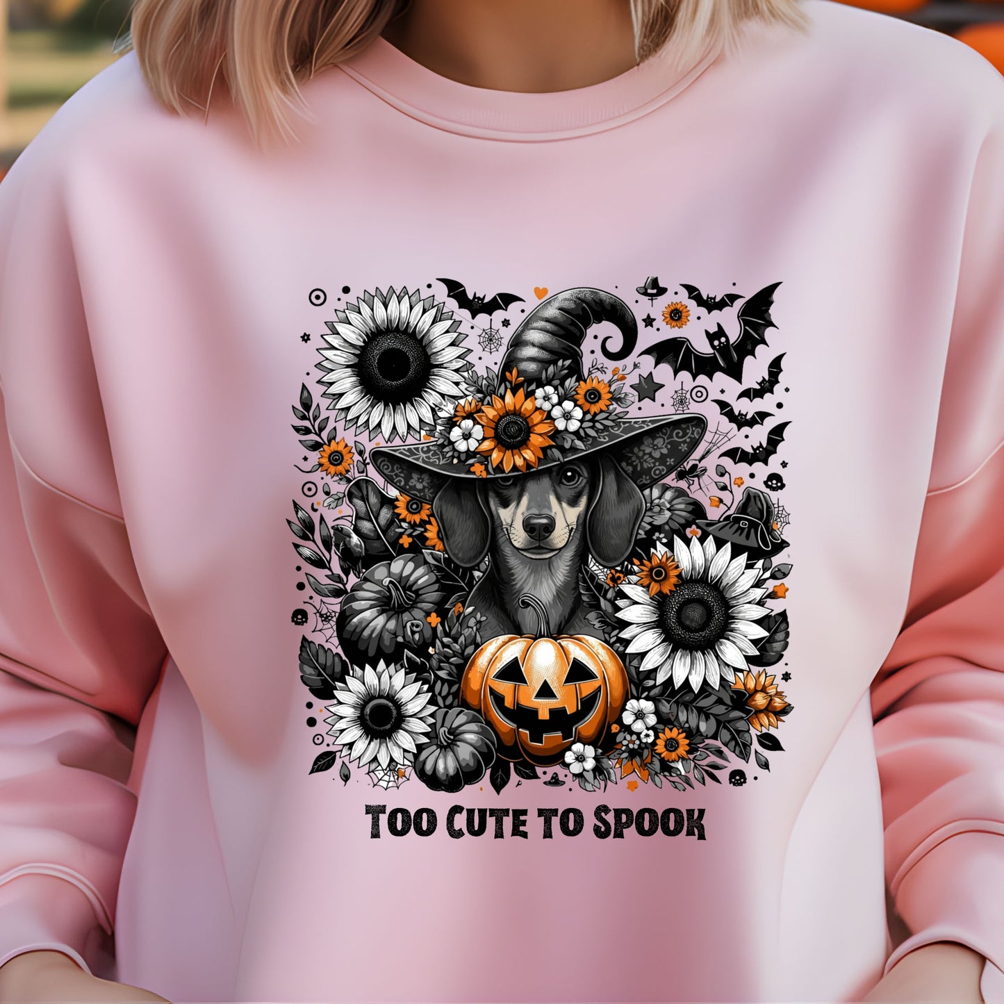 Too Cute to Spook – Halloween Dachshound Unisex Premium Sweatshirt