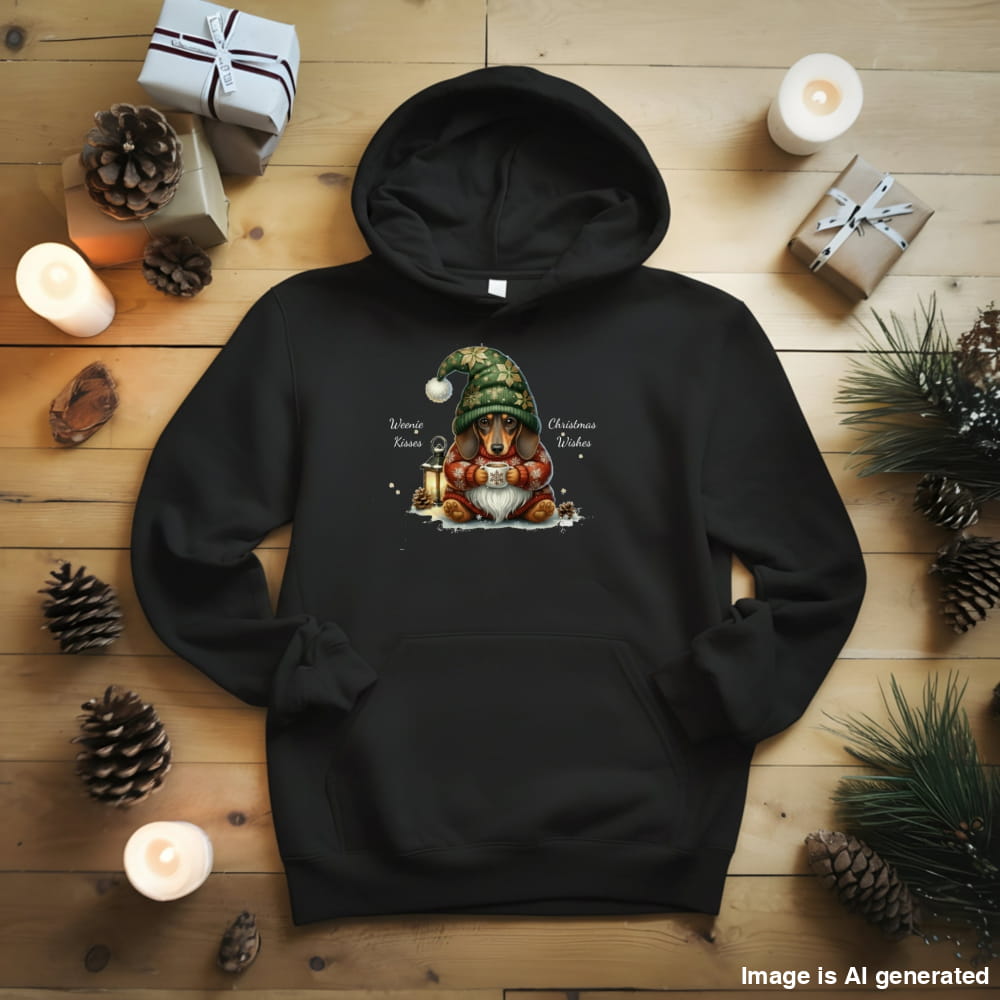 Magical Dachshound Christmas Gnome Unisex Premium Hoodie - S / Black - HOODIES