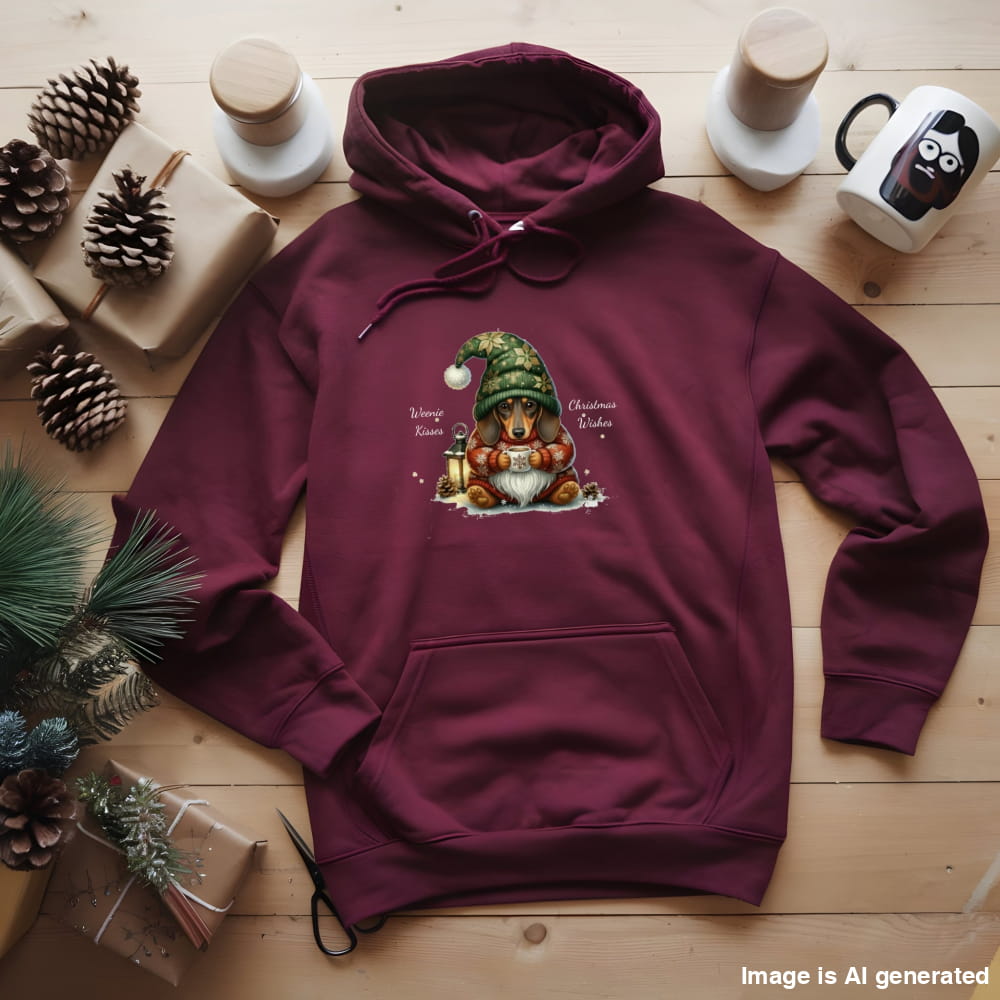 Magical Dachshound Christmas Gnome Unisex Premium Hoodie - S / Maroon - HOODIES