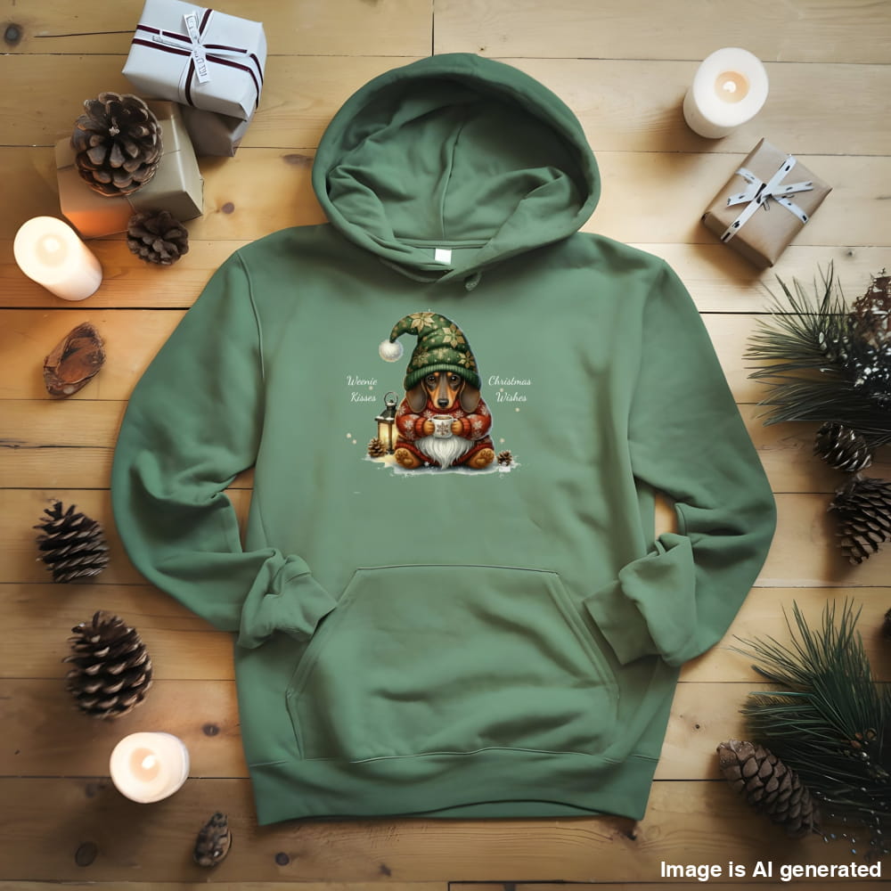 Magical Dachshound Christmas Gnome Unisex Premium Hoodie - S / Military Green - HOODIES