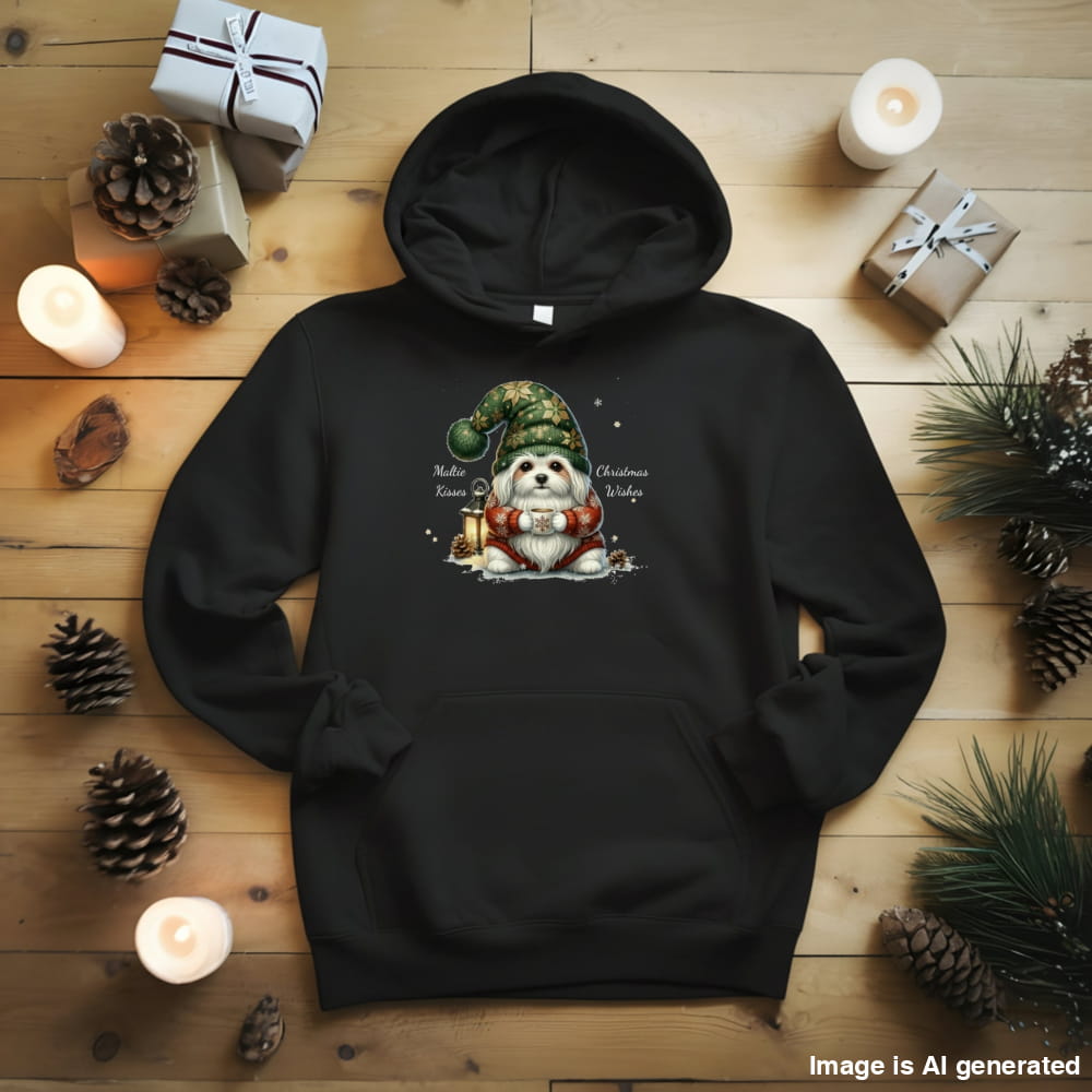 Magical Maltese Christmas Gnome Unisex Premium Hoodie - S / Black - HOODIES