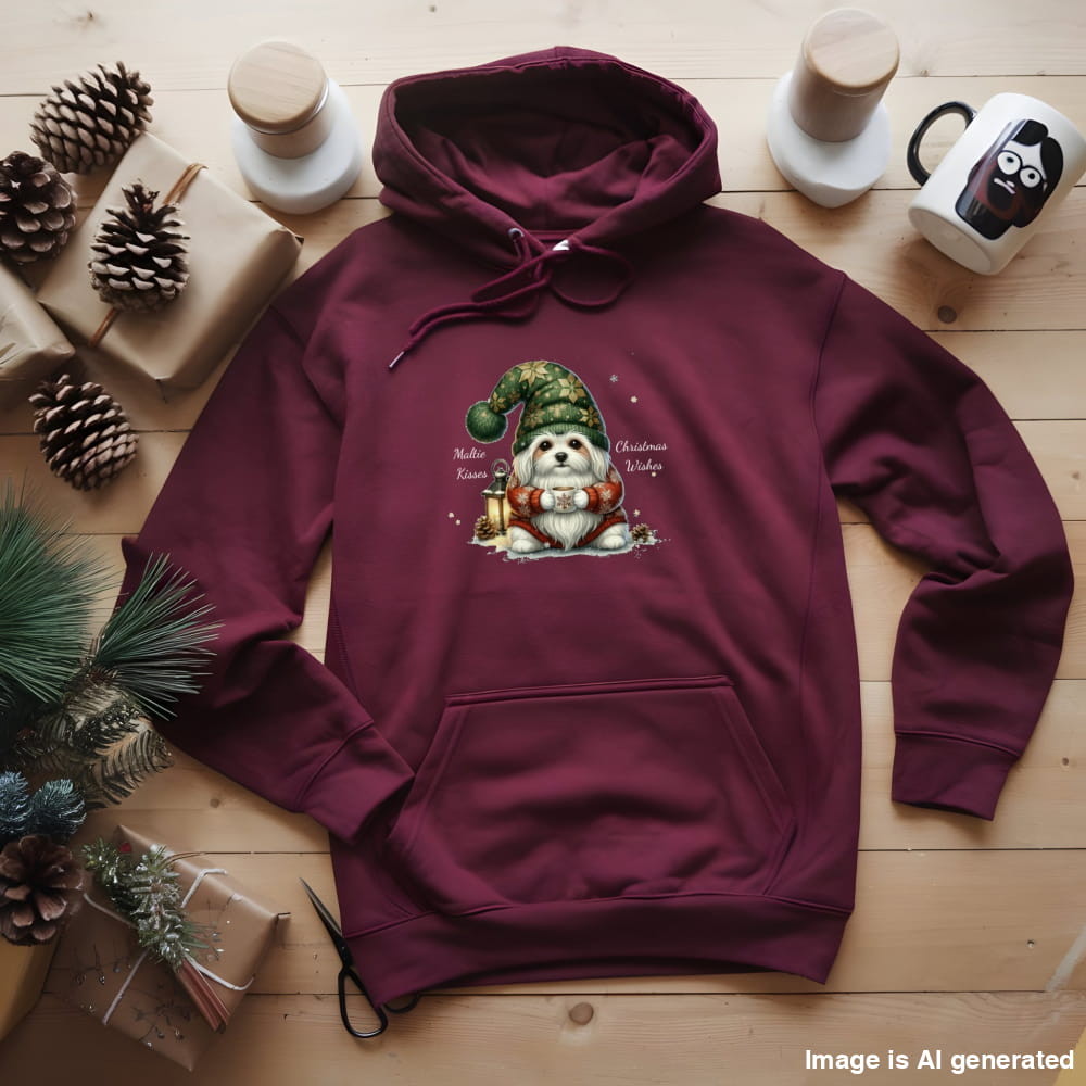 Magical Maltese Christmas Gnome Unisex Premium Hoodie - S / Maroon - HOODIES