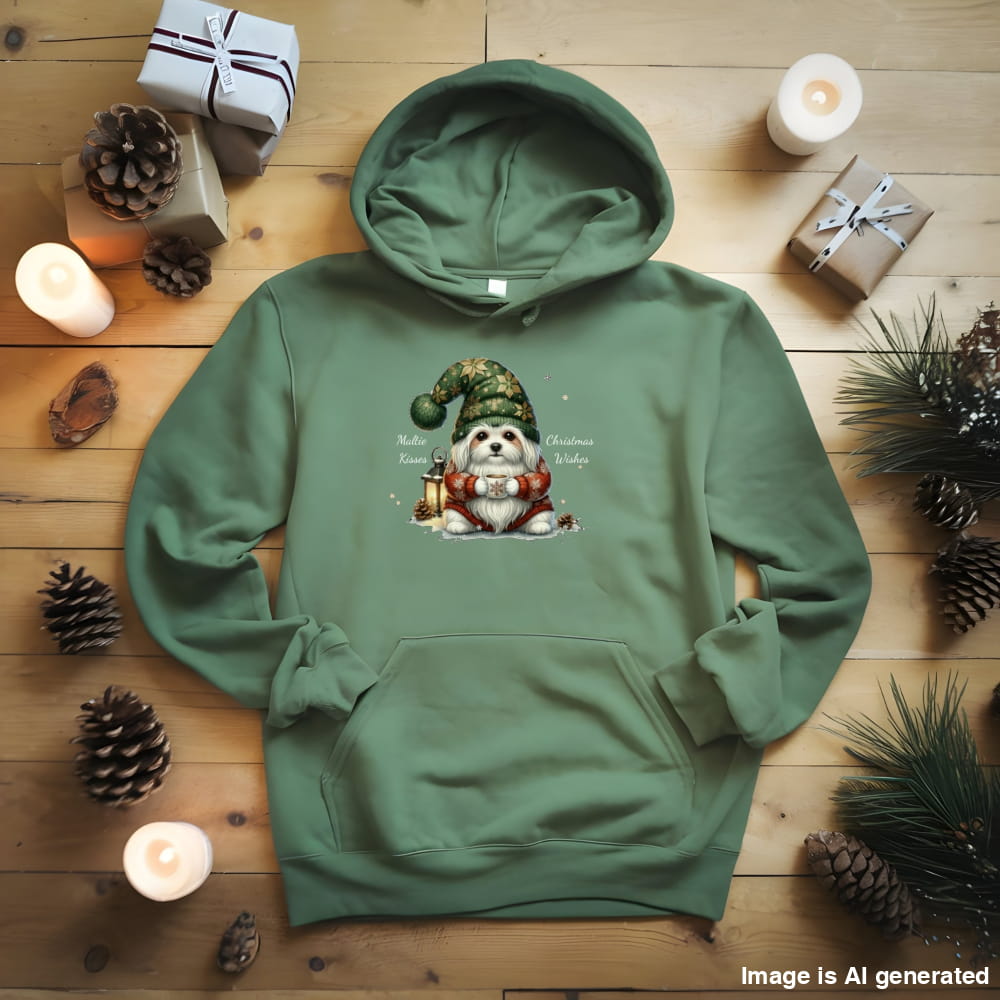 Magical Maltese Christmas Gnome Unisex Premium Hoodie - S / Military Green - HOODIES