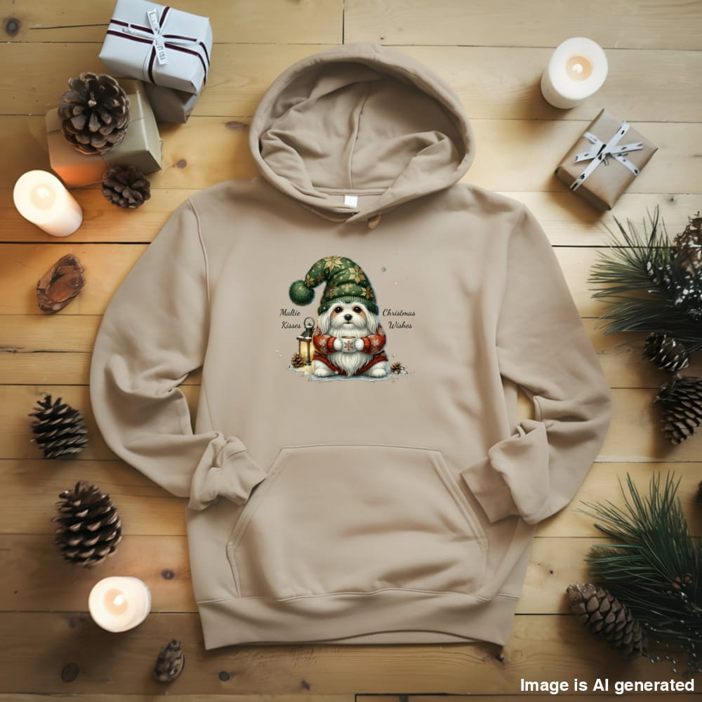 Magical Maltese Christmas Gnome Unisex Premium Hoodie - S / Sand - HOODIES