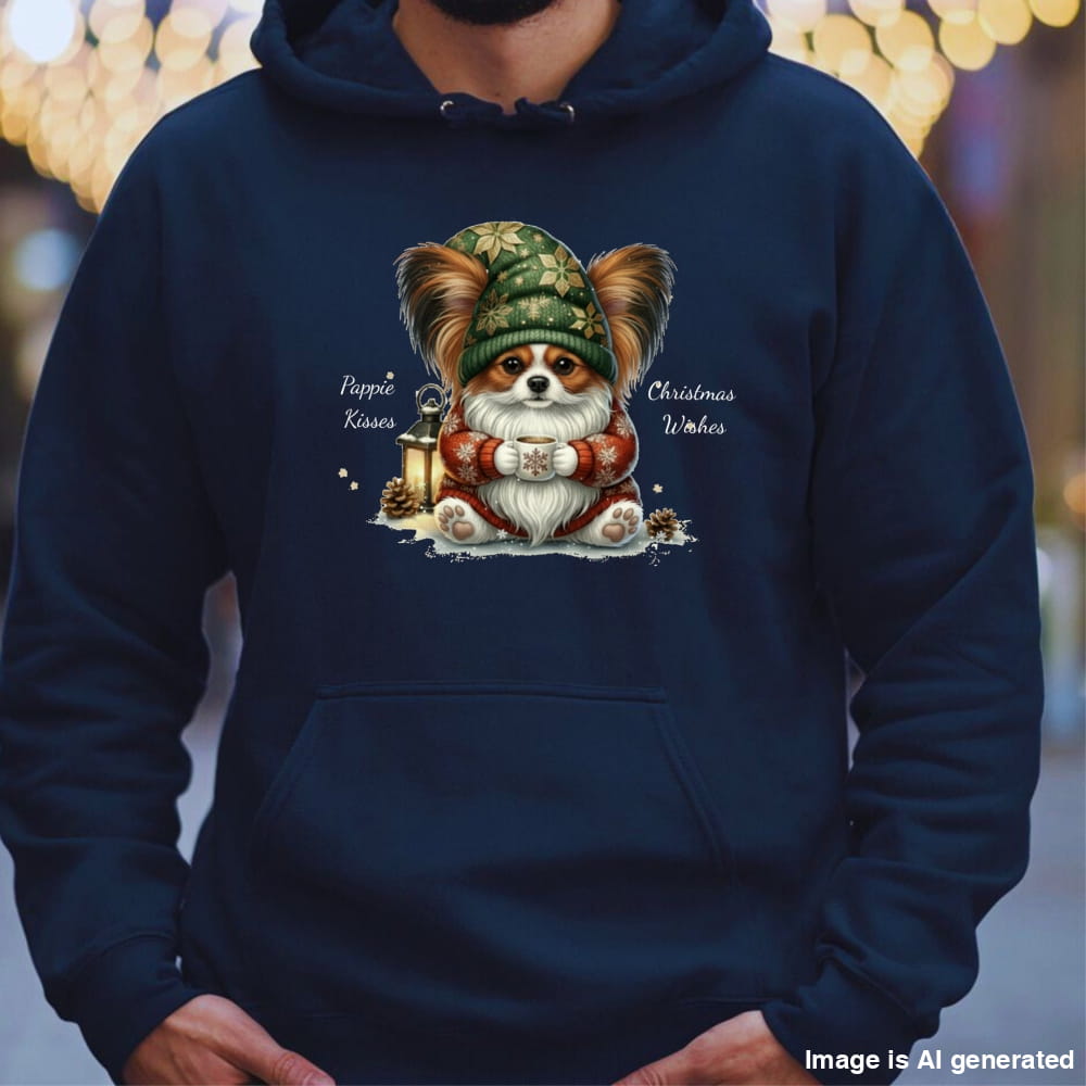 Magical Papillon Christmas Gnome Unisex Premium Hoodie – Cozy Joy for Dog Lovers - HOODIES