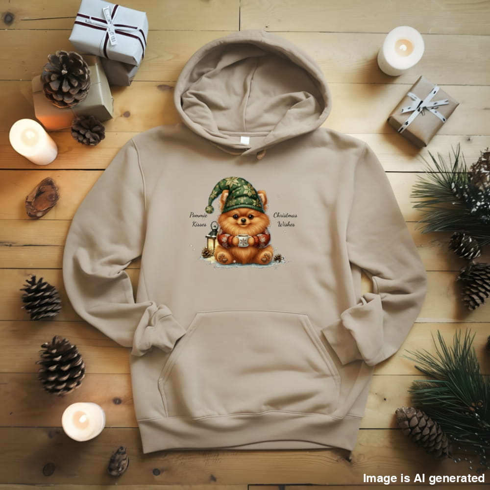 Magical Pomeranian Christmas Gnome Unisex Premium Hoodie – Cozy Joy for Dog Lovers - S / Sand - HOODIES