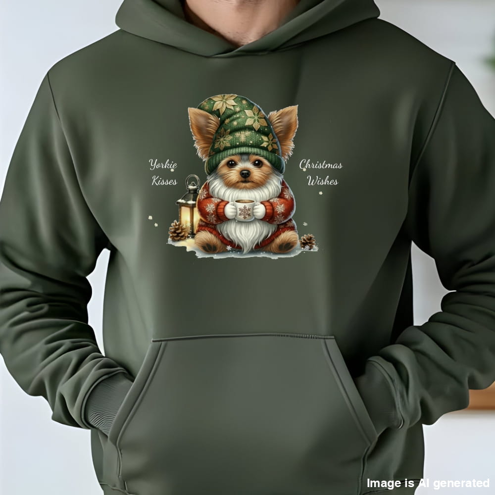 Magical Yorkie Christmas Gnome Unisex Premium Hoodie – Cozy Joy for Dog Lovers - HOODIES