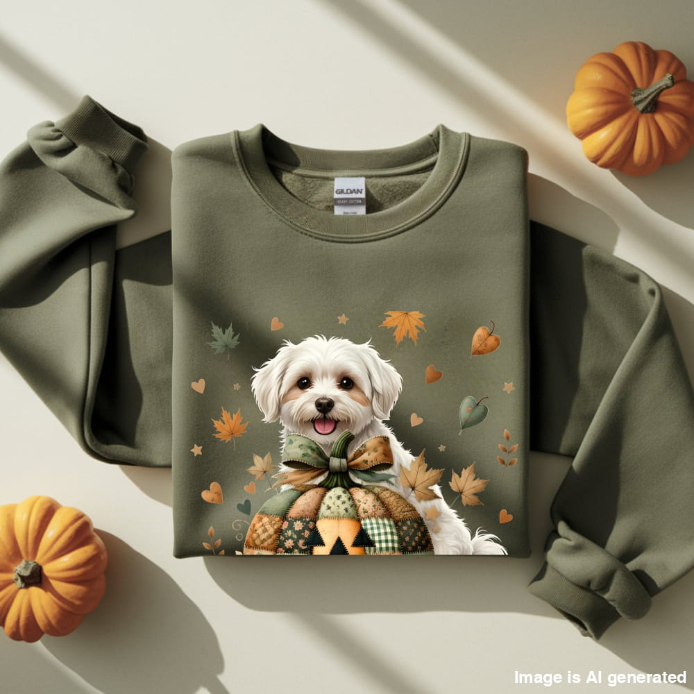 Maltese Fall Halloween Patchwork Premium Unisex Sweatshirt - S / Military Green - SWEATSHIRTS