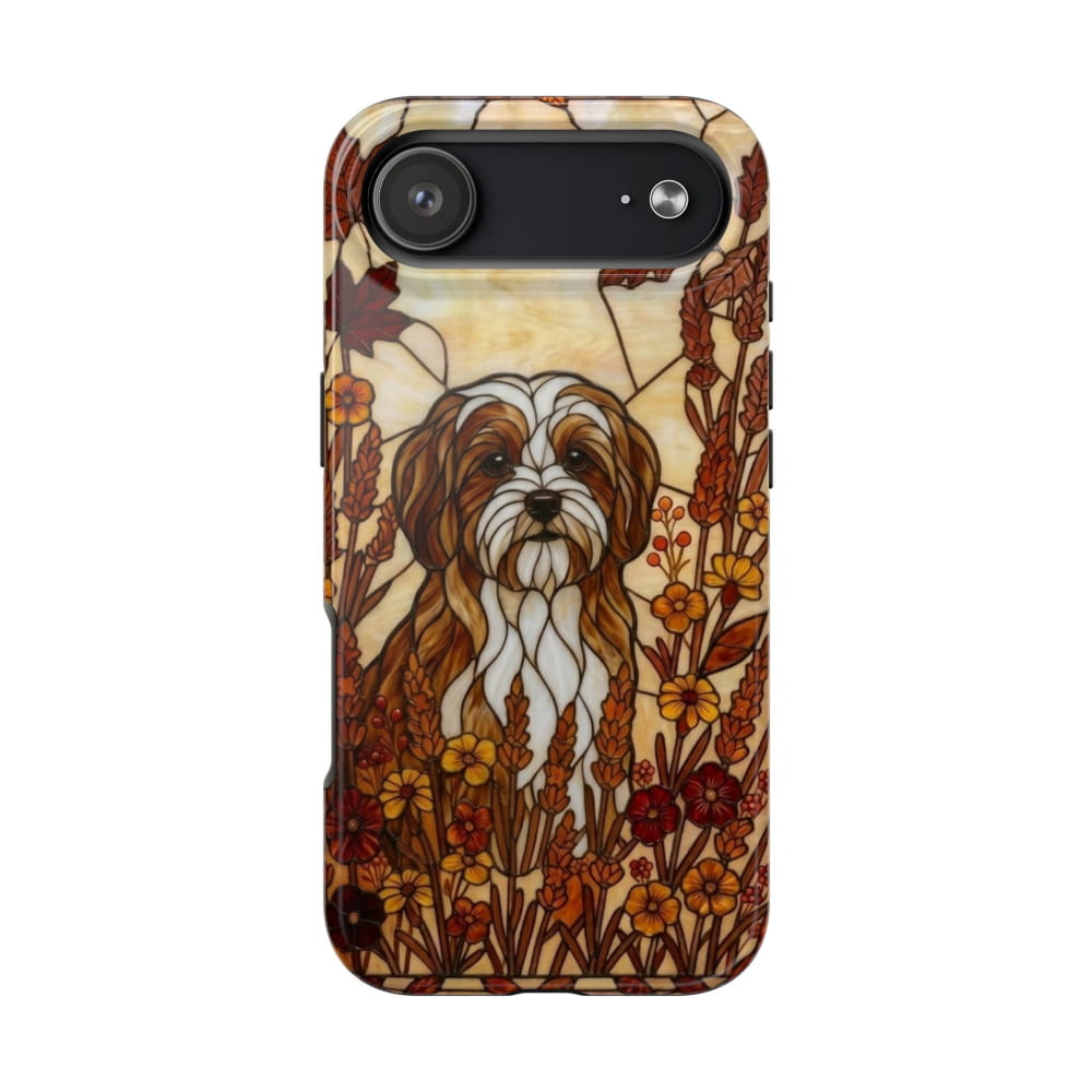 Maltese Stained Glass Style Tough Case, Autumn Warmth Theme - iPhone 17 Air - Phone Case