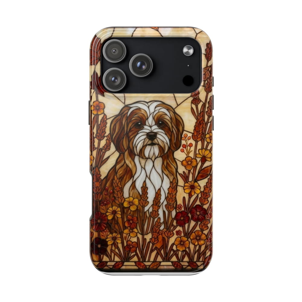 Maltese Stained Glass Style Tough Case, Autumn Warmth Theme - iPhone 17 Pro Max - Phone Case