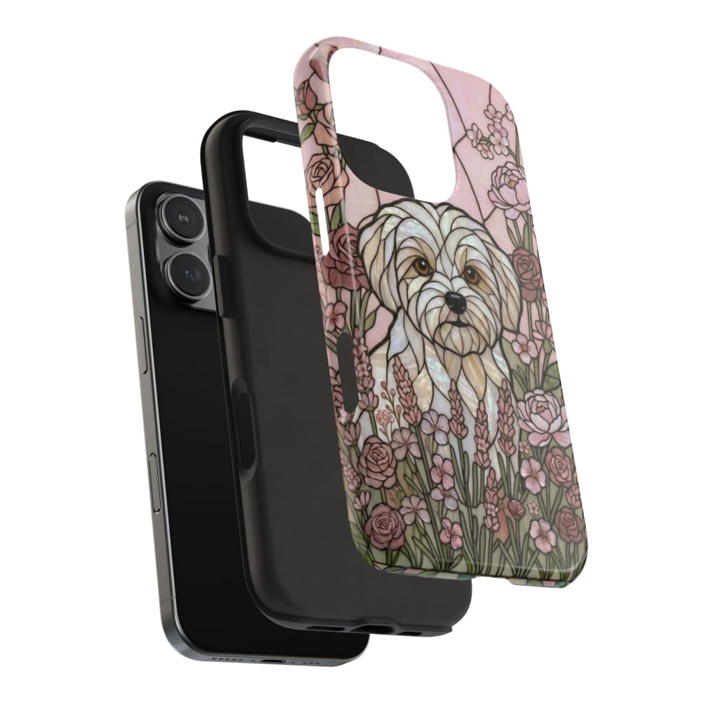 Maltese Stained Glass Style Tough Case, Rose Garden Theme - Phone Case