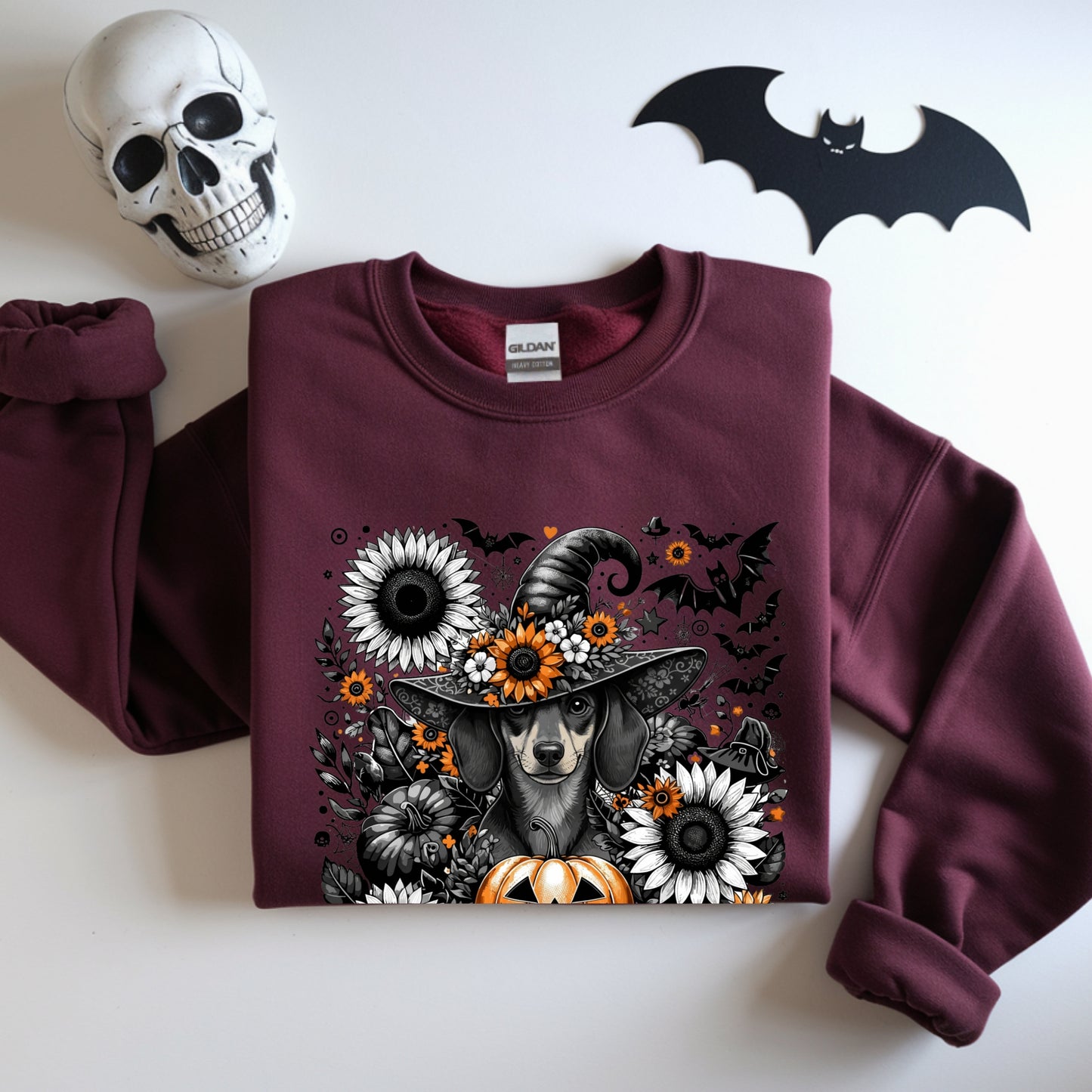 Too Cute to Spook – Halloween Dachshound Unisex Premium Sweatshirt