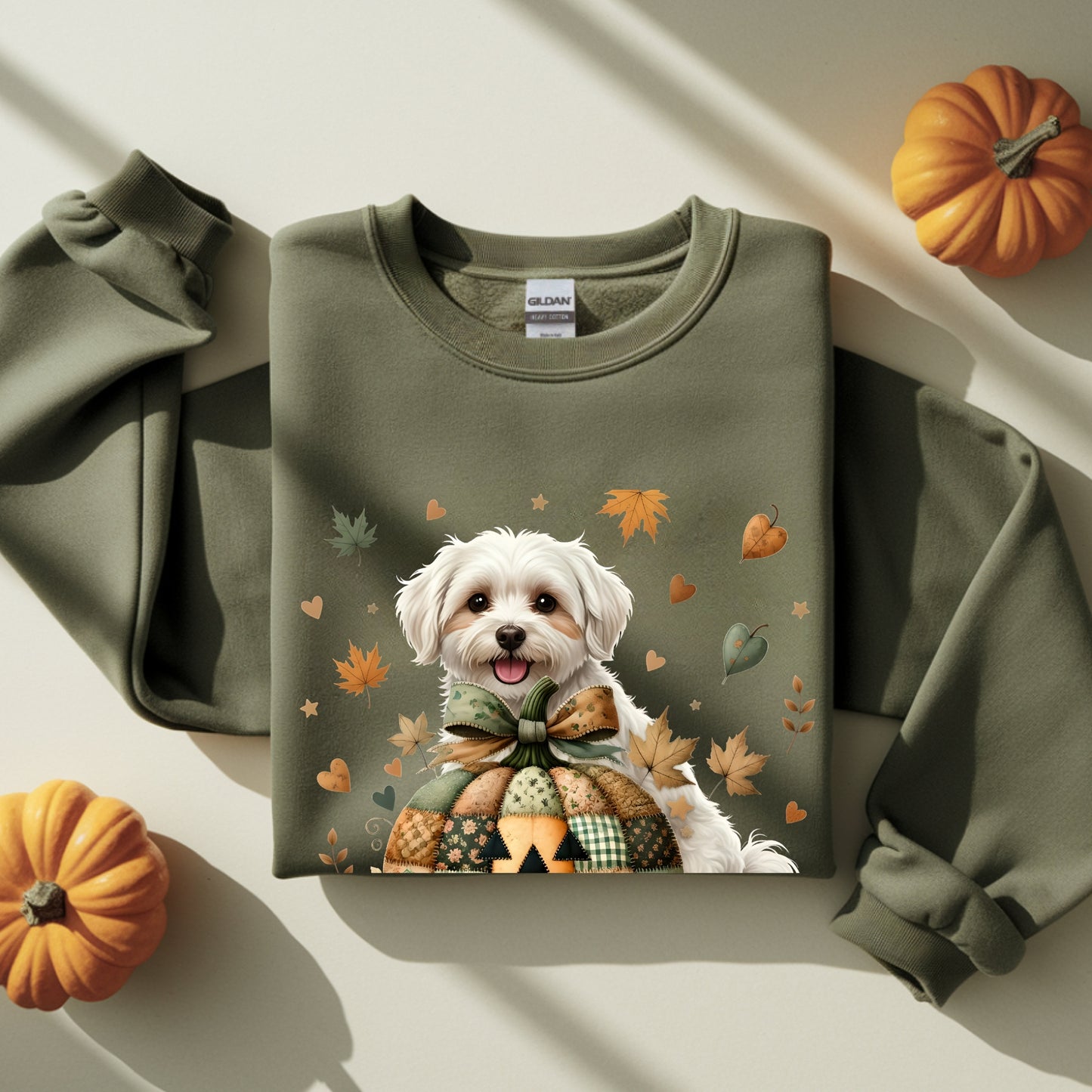 Maltese Fall Halloween Patchwork Premium Unisex Sweatshirt