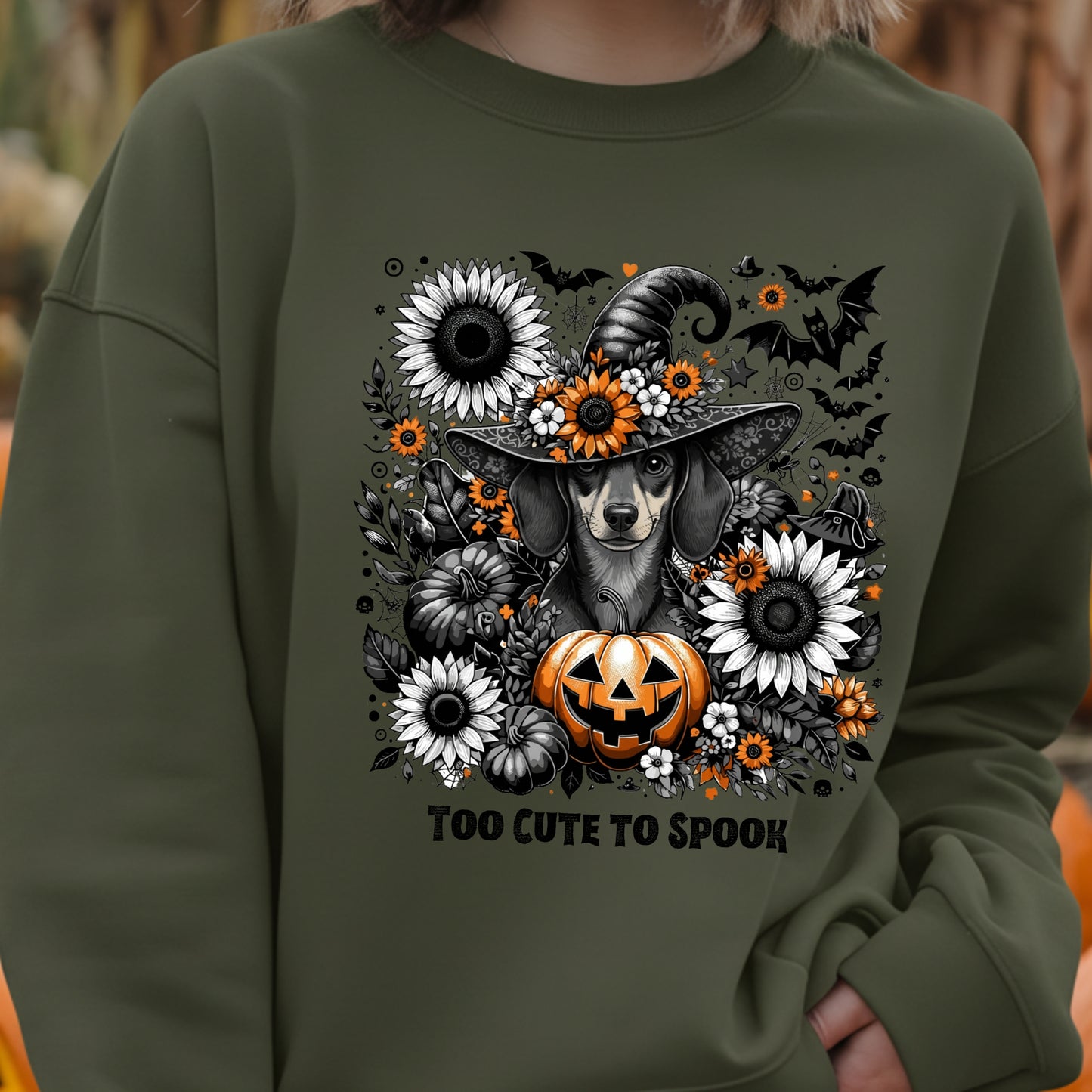 Too Cute to Spook – Halloween Dachshound Unisex Premium Sweatshirt