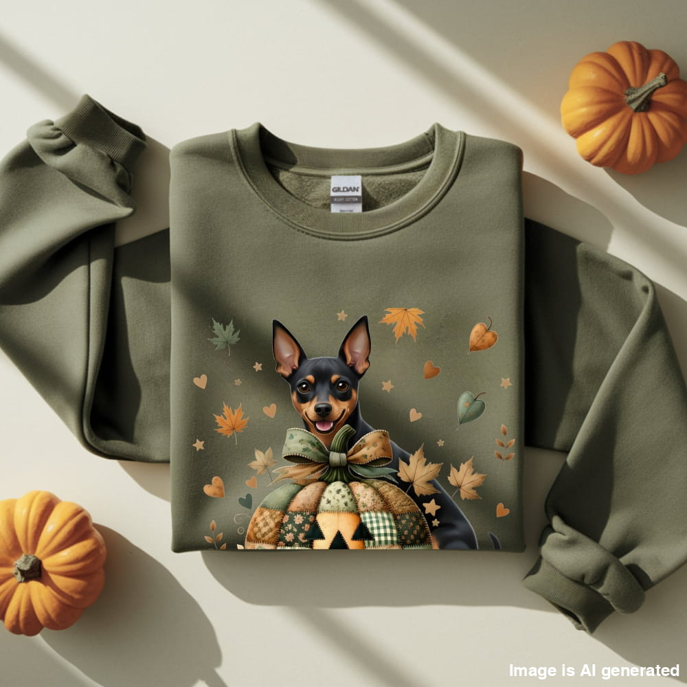Mini Pinscher Fall Halloween Patchwork Premium Unisex Sweatshirt - S / Military Green - SWEATSHIRTS