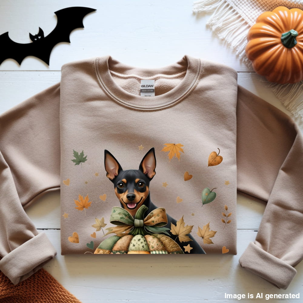 Mini Pinscher Fall Halloween Patchwork Premium Unisex Sweatshirt - S / Sand - SWEATSHIRTS